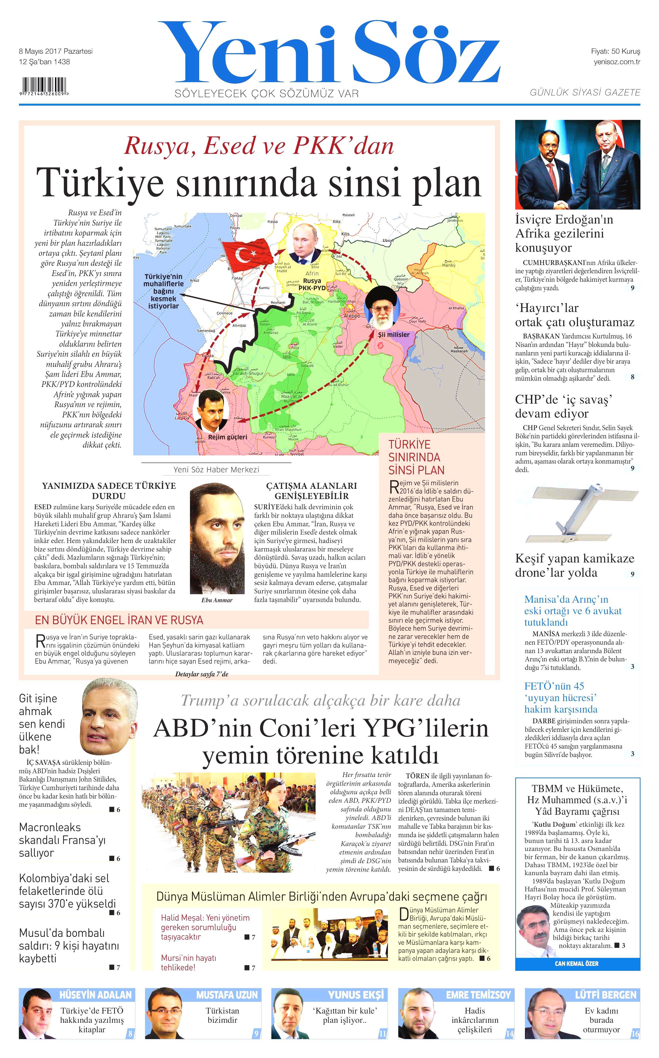 8 Mayıs 2017 Pazartesi gazete manşetleri - 16