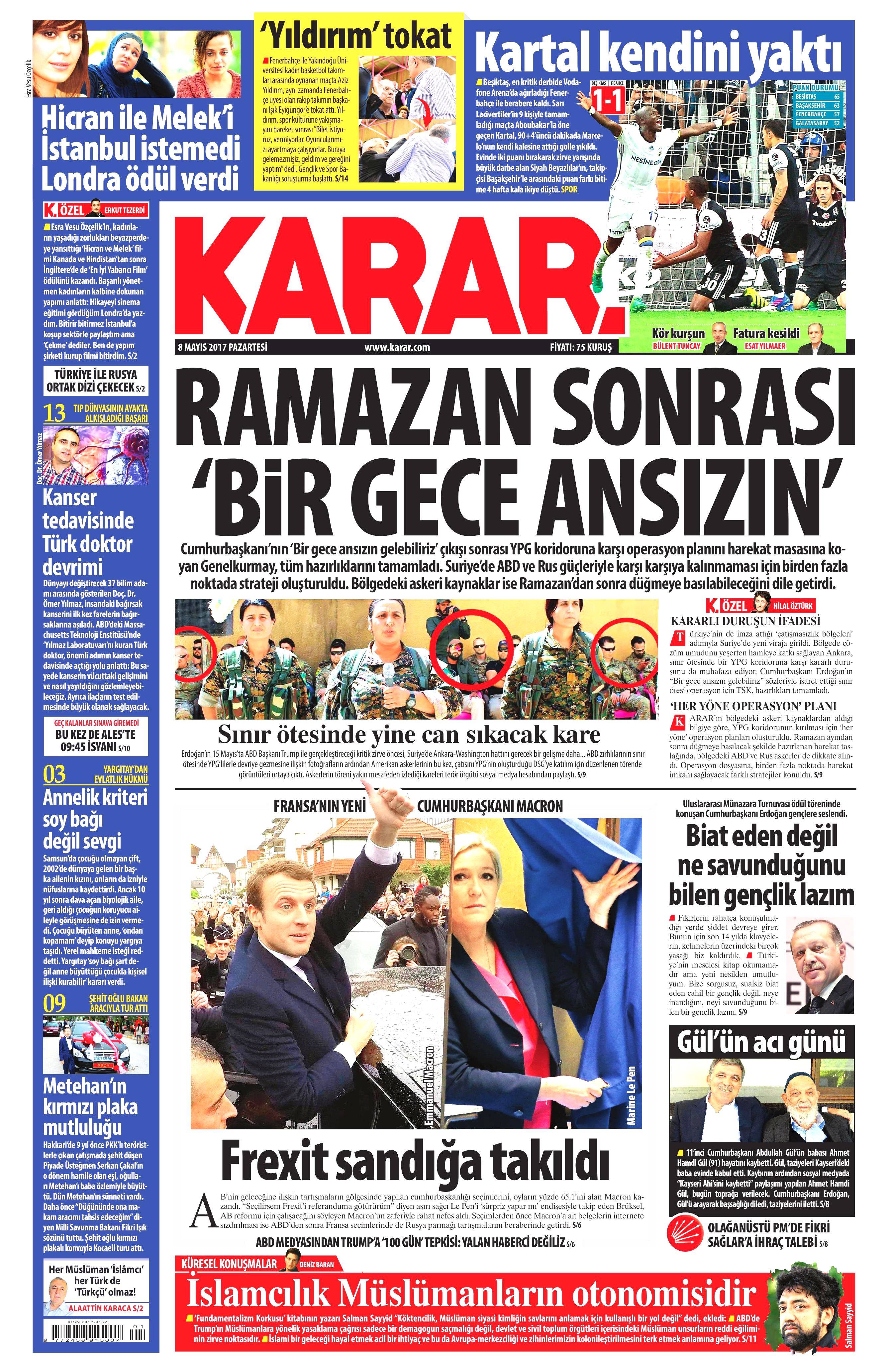 8 Mayıs 2017 Pazartesi gazete manşetleri - 18