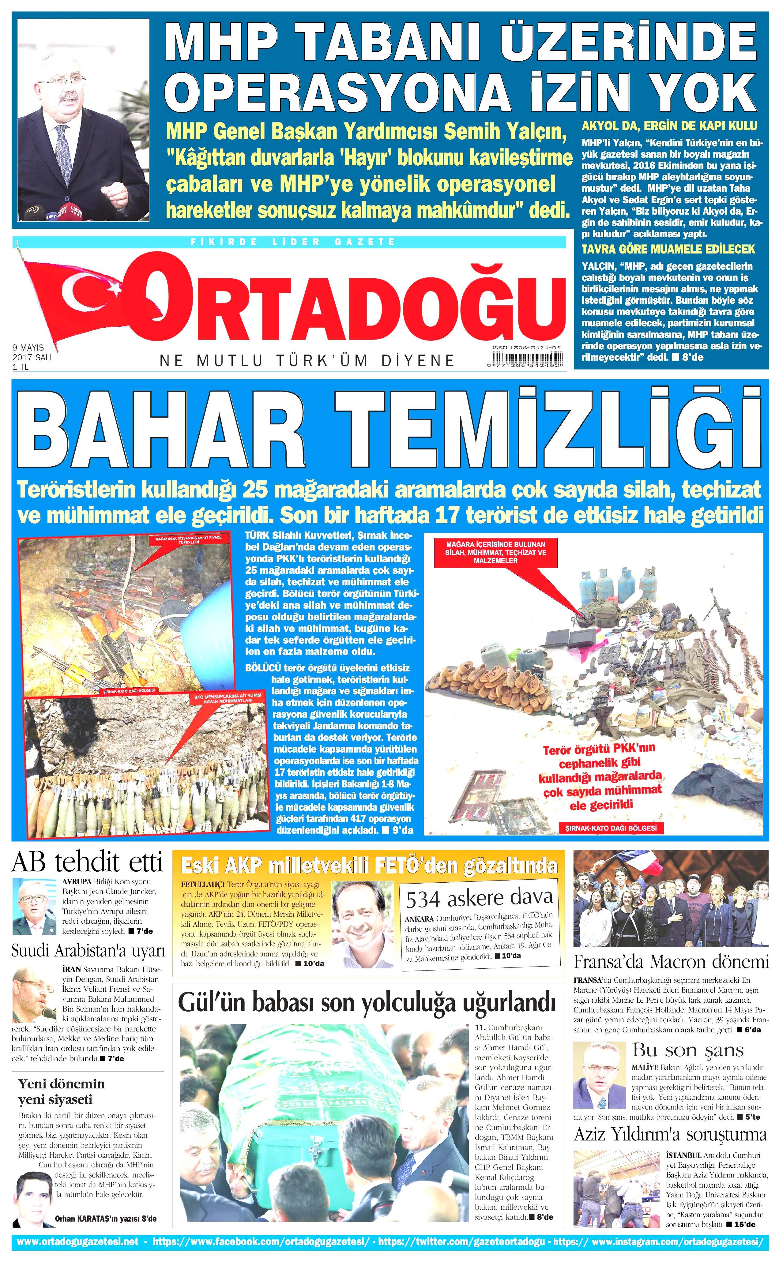 9 Mayıs 2017 Salı gazete manşetleri - 3