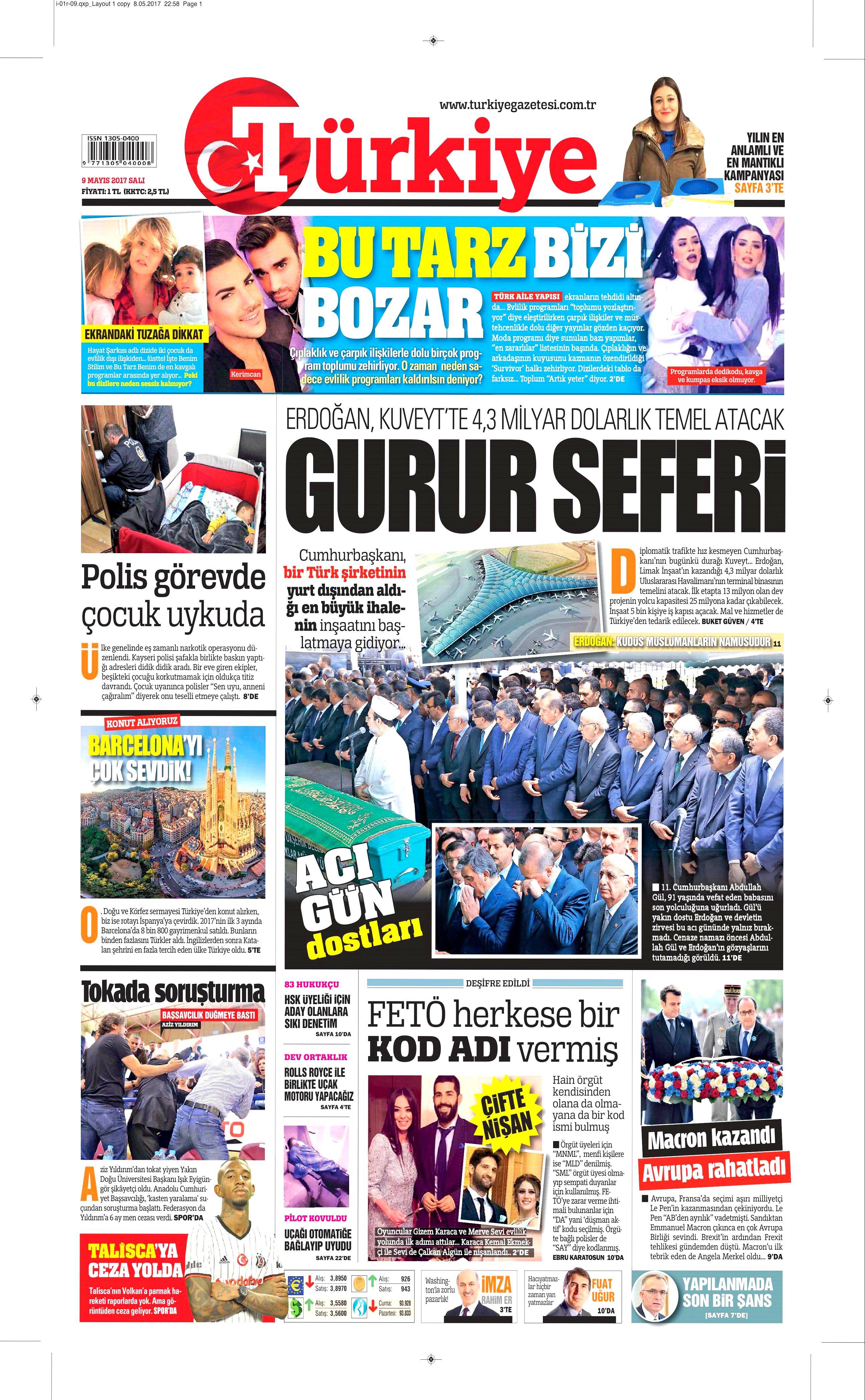 9 Mayıs 2017 Salı gazete manşetleri - 4