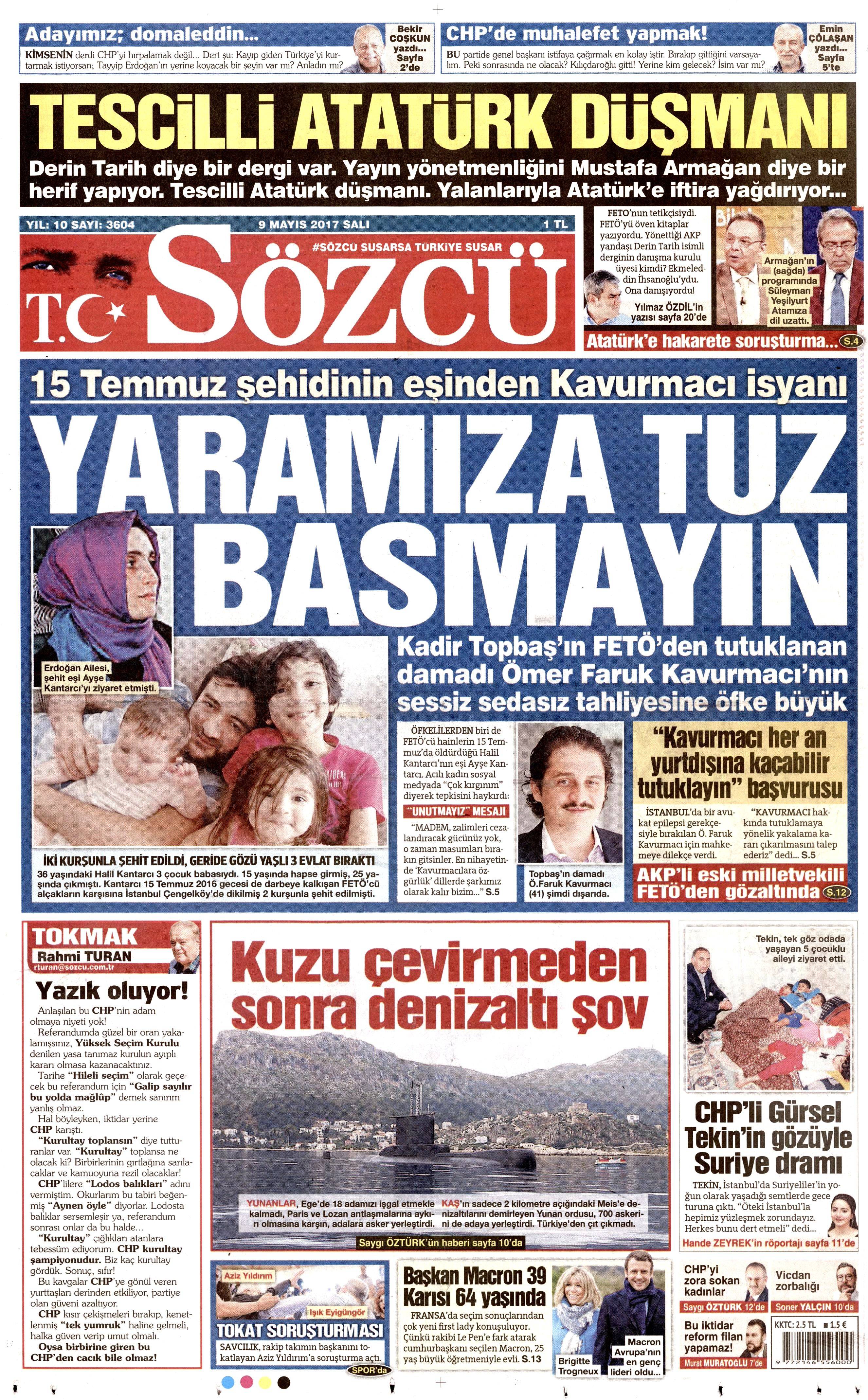 9 Mayıs 2017 Salı gazete manşetleri - 5