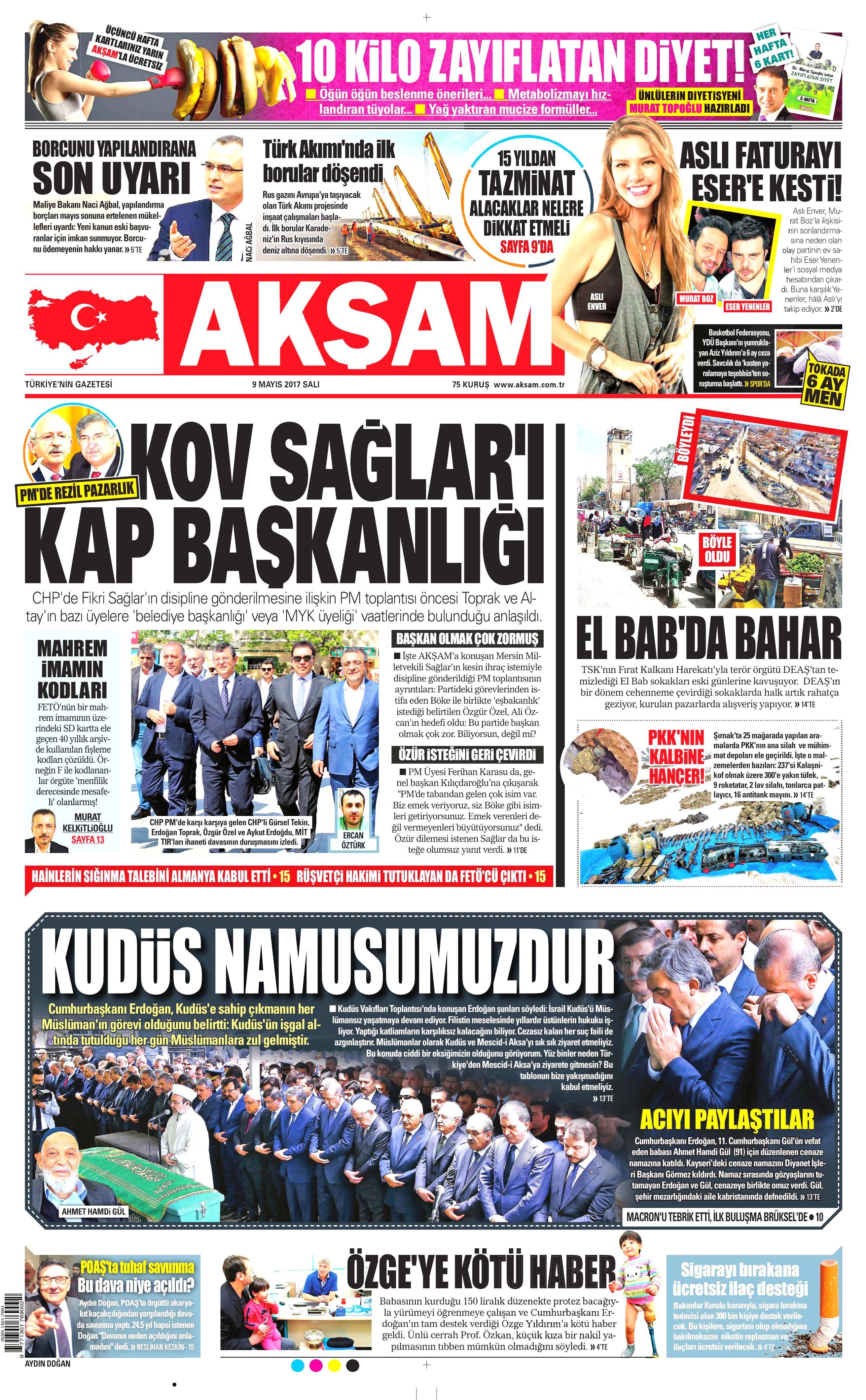 9 Mayıs 2017 Salı gazete manşetleri - 8