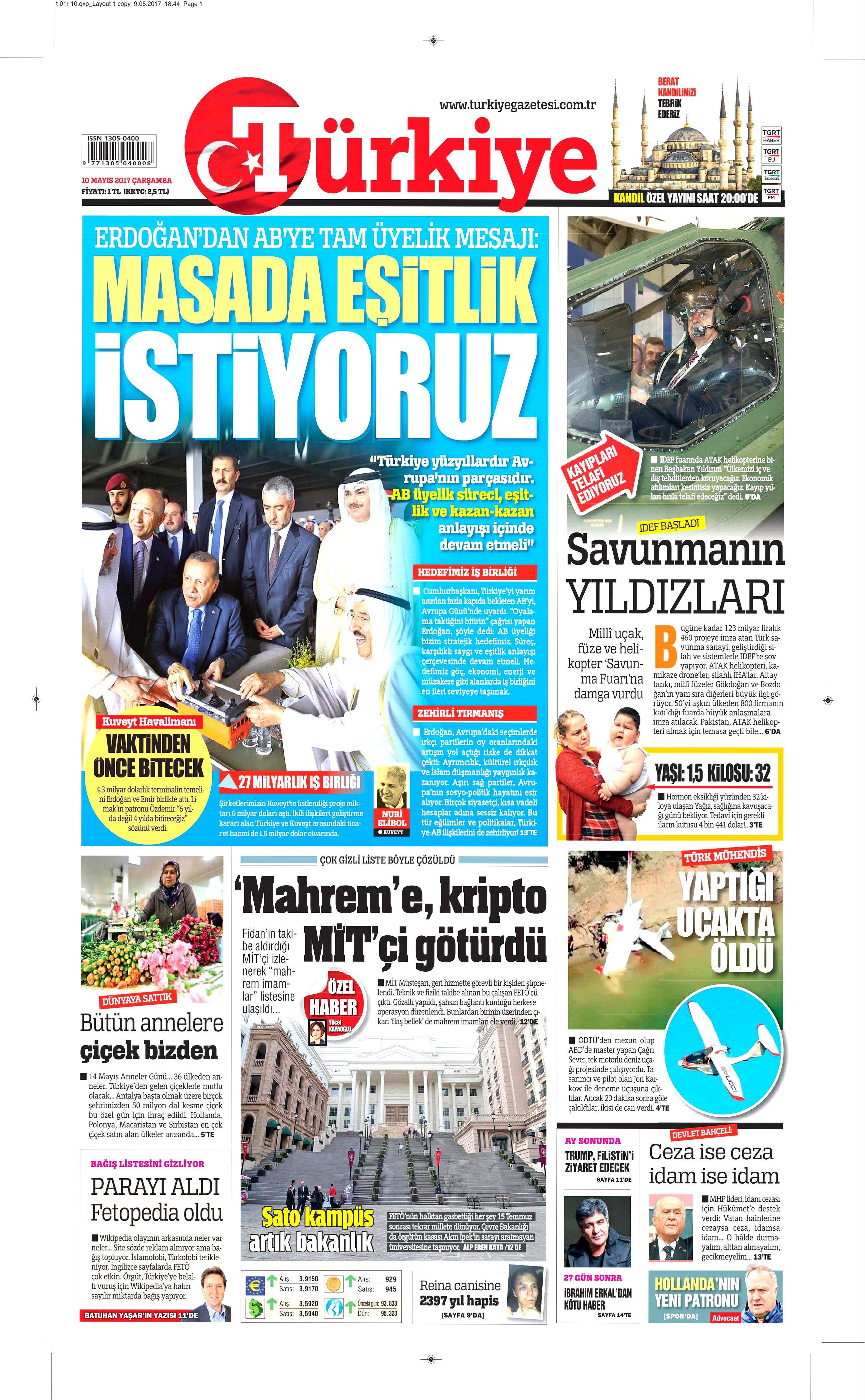 10 Mayıs 2017 Çarşamba gazete manşetleri - 9