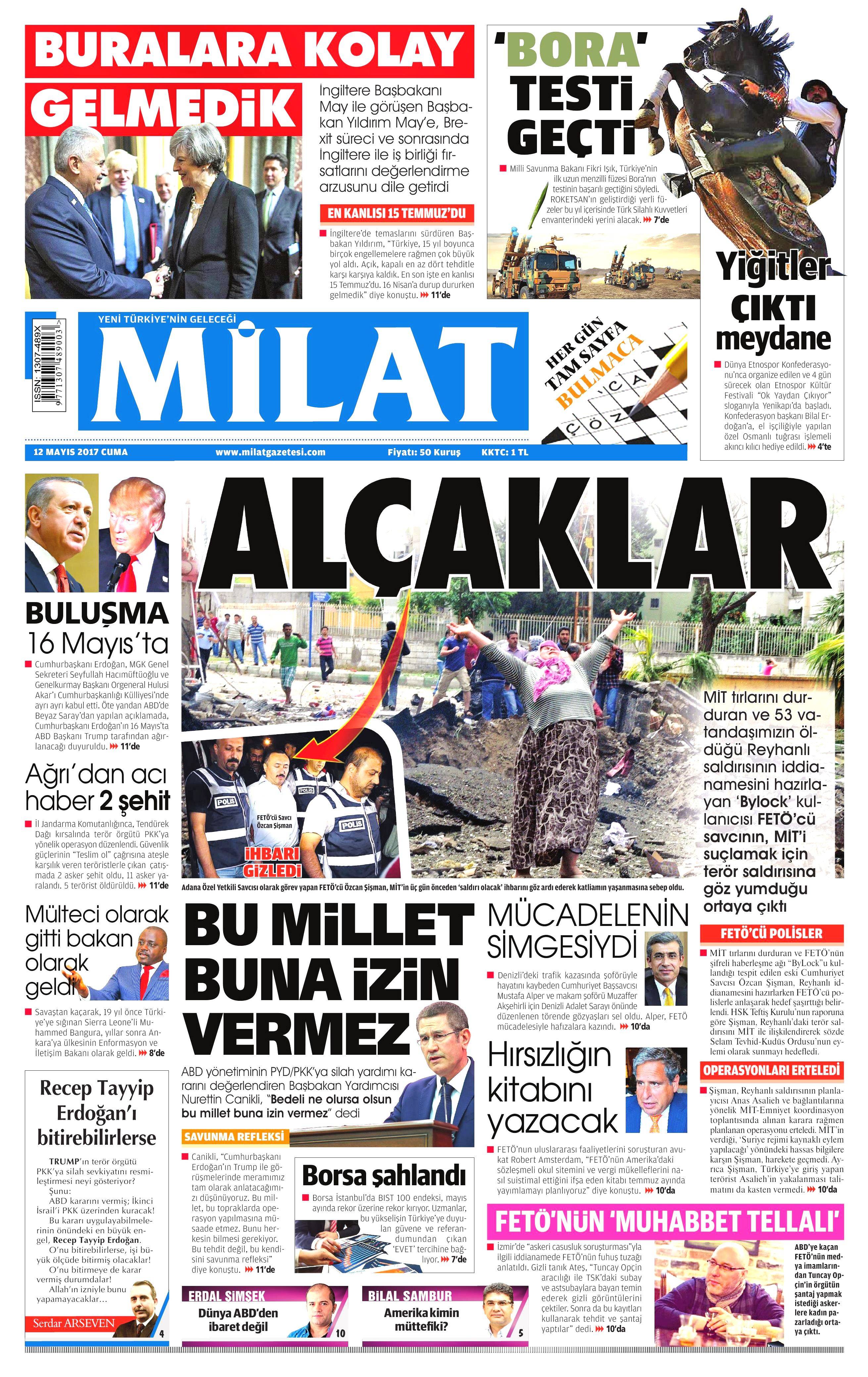 12 Mayıs 2017 Cuma gazete manşetleri - 3