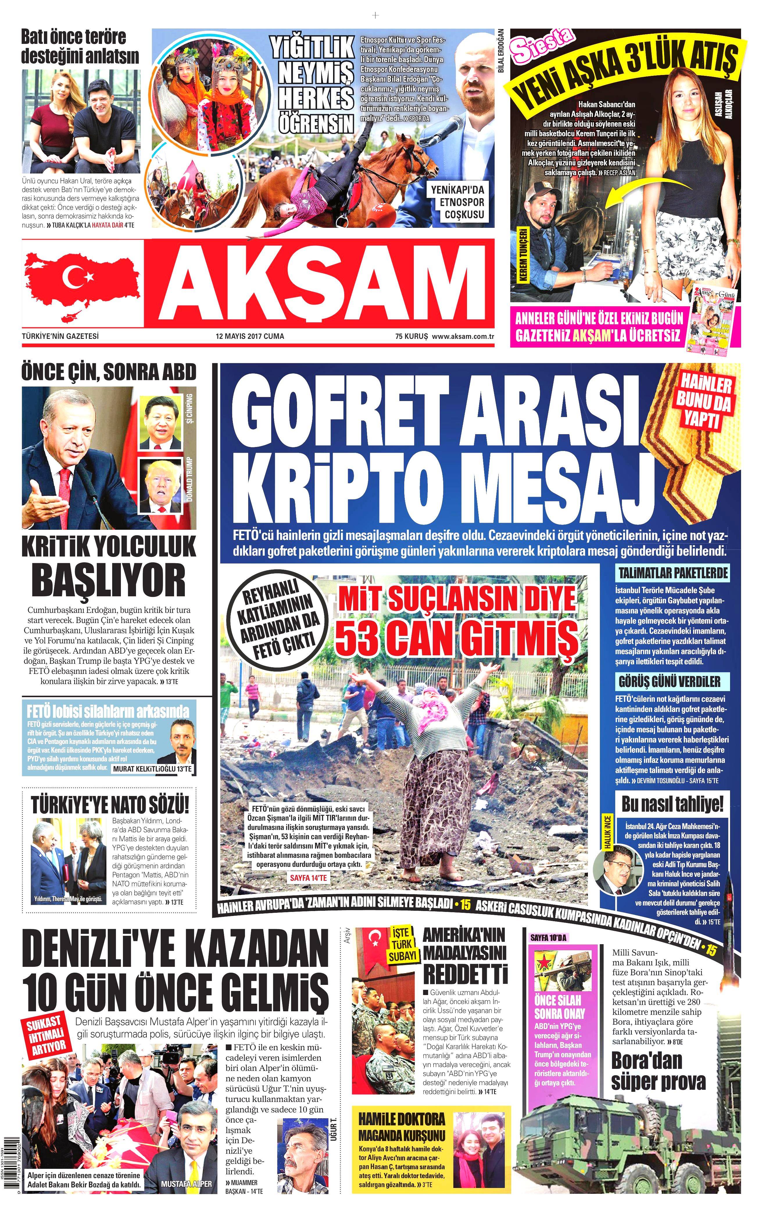 12 Mayıs 2017 Cuma gazete manşetleri - 6