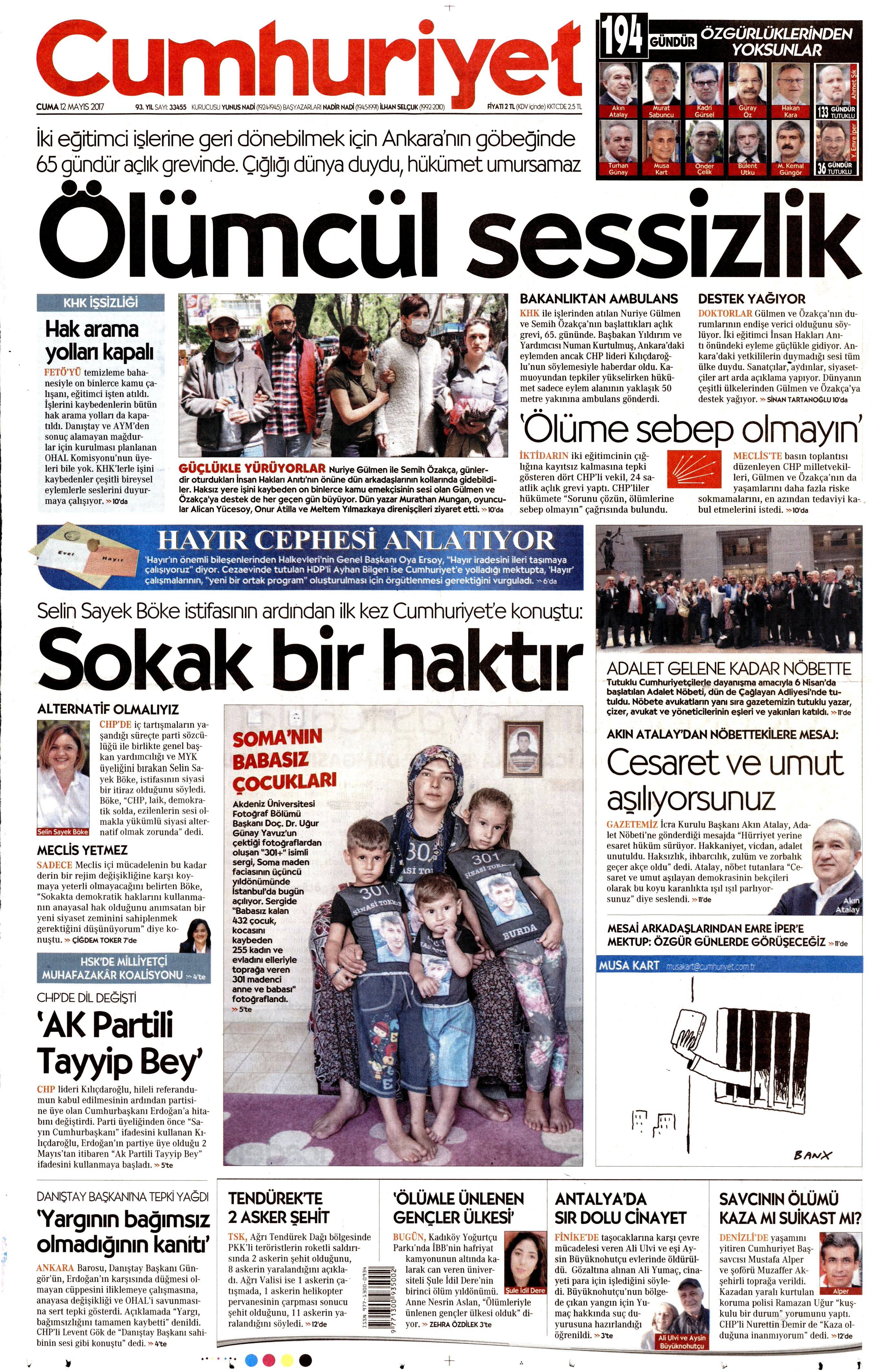 12 Mayıs 2017 Cuma gazete manşetleri - 8