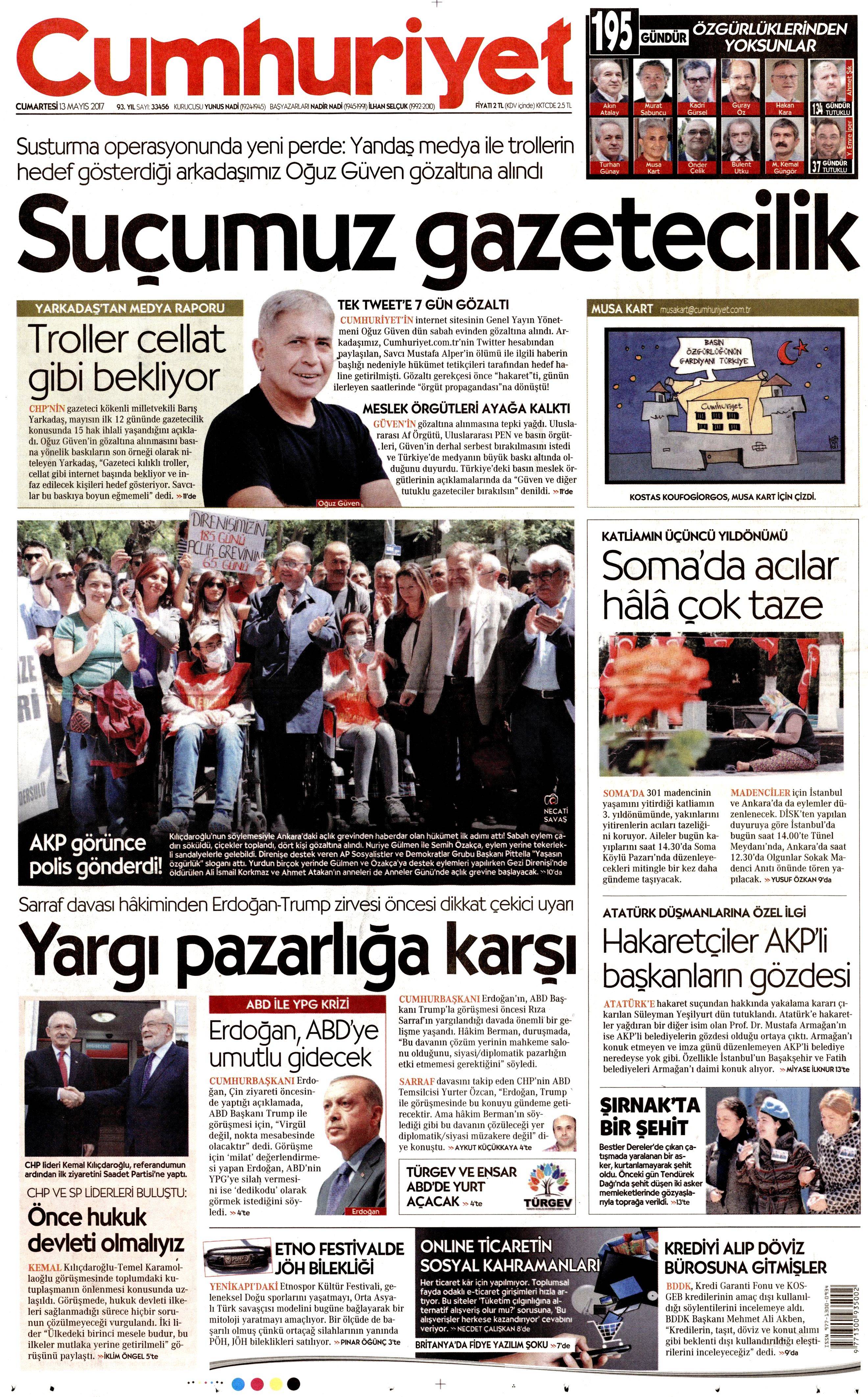 13 Mayıs 2017 Cumartesi gazete manşetleri - 3