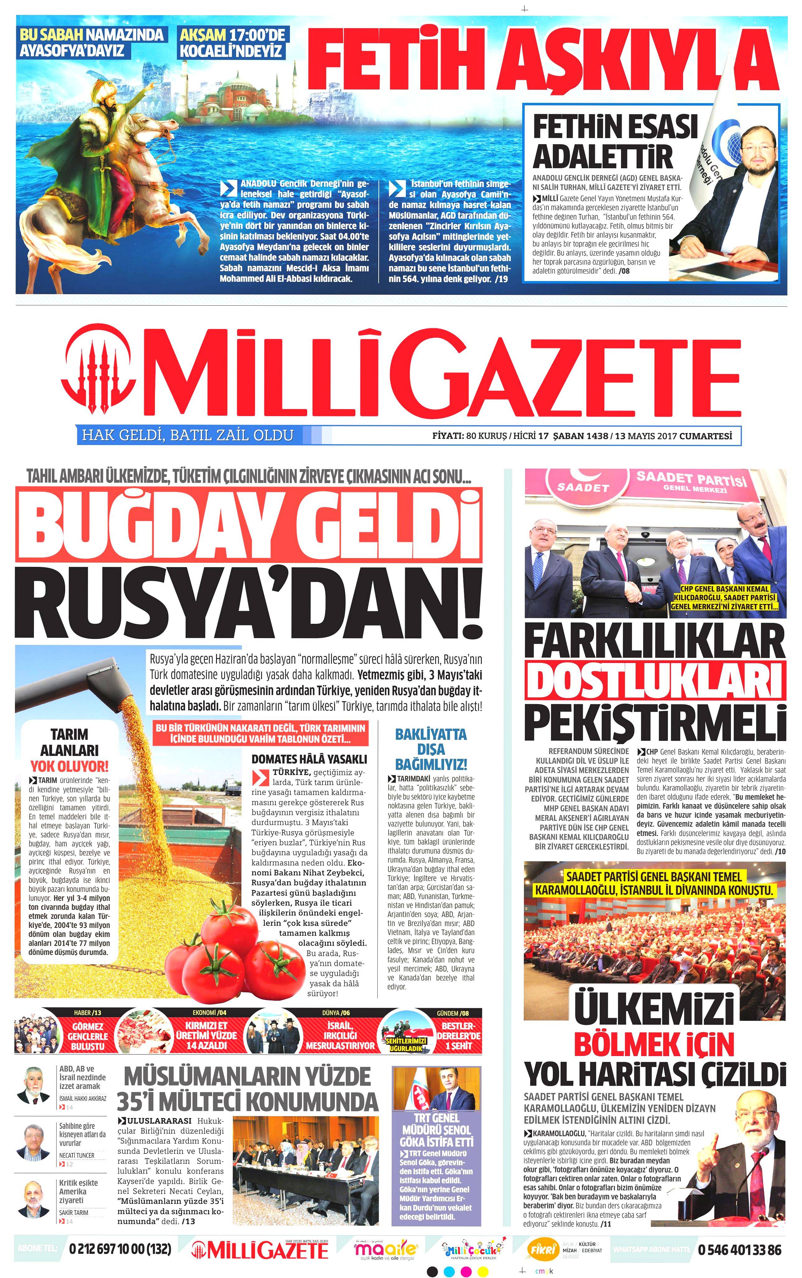 13 Mayıs 2017 Cumartesi gazete manşetleri - 5