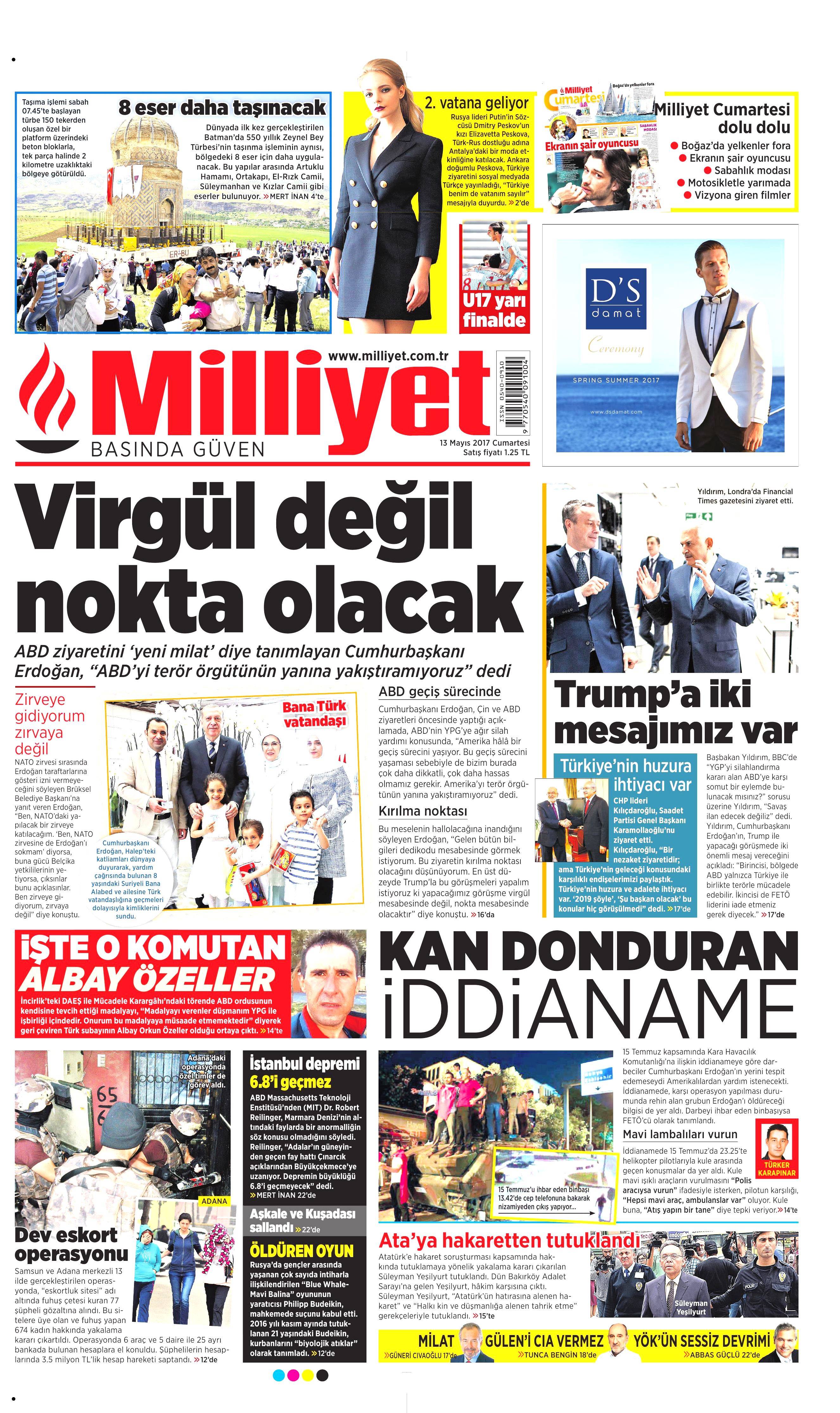 13 Mayıs 2017 Cumartesi gazete manşetleri - 6