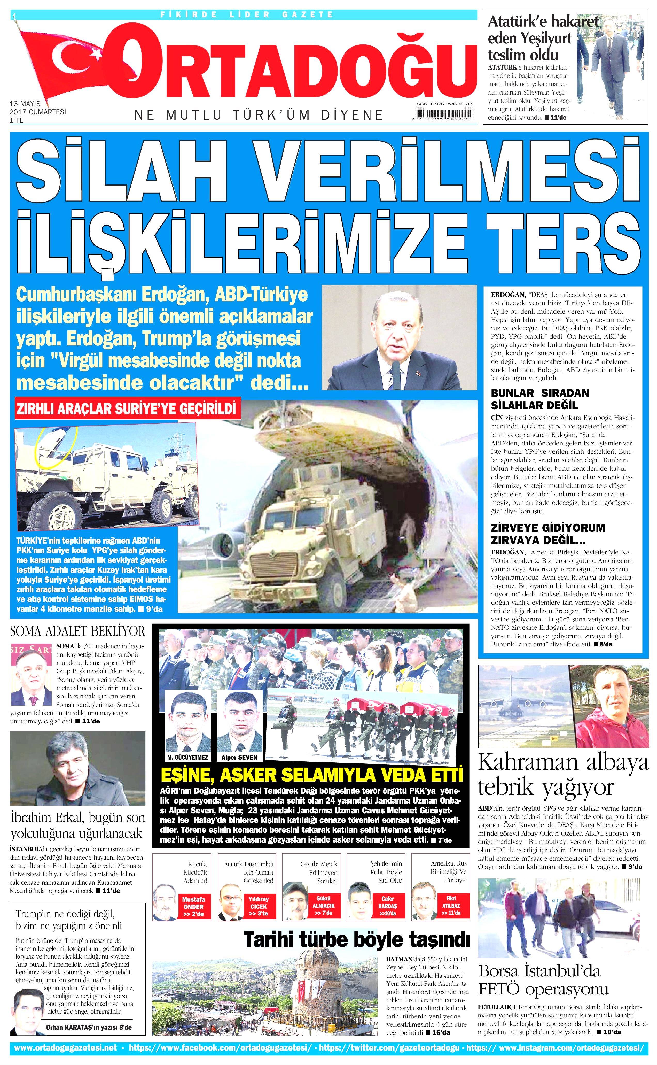 13 Mayıs 2017 Cumartesi gazete manşetleri - 7