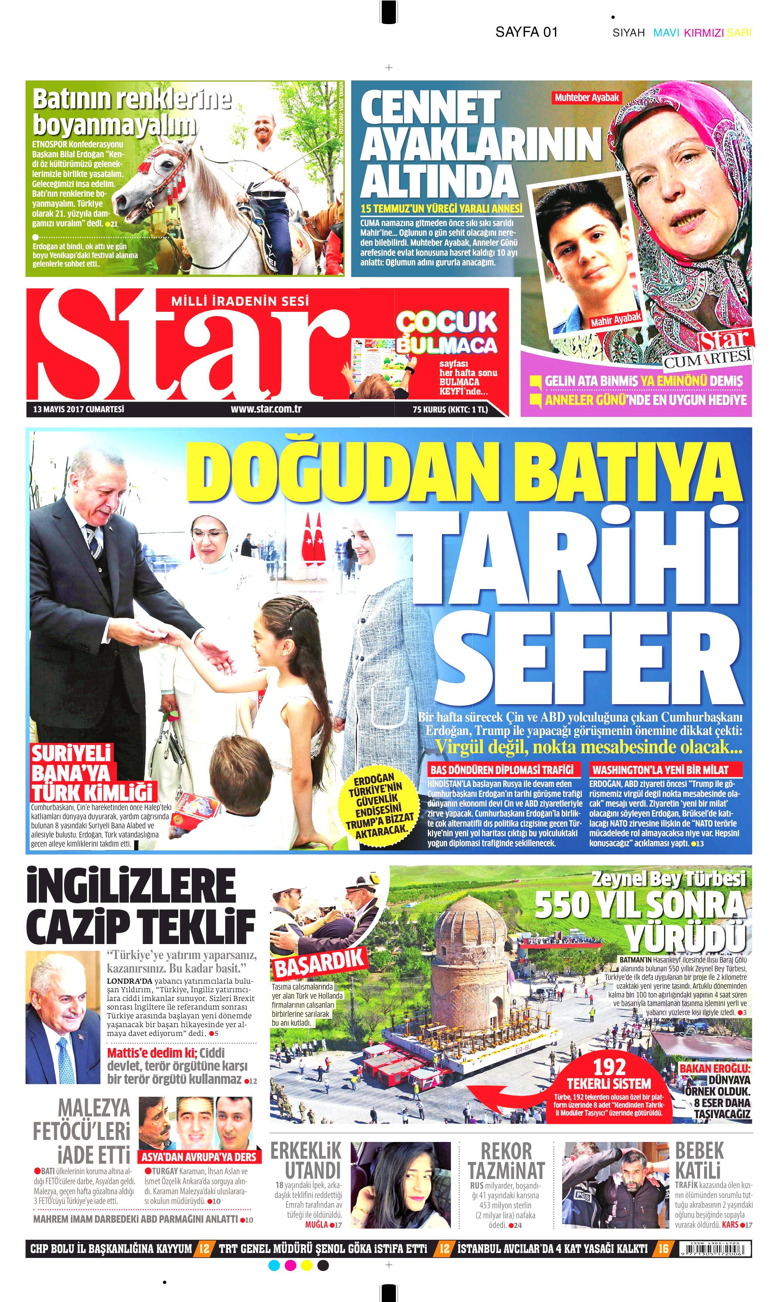 13 Mayıs 2017 Cumartesi gazete manşetleri - 8