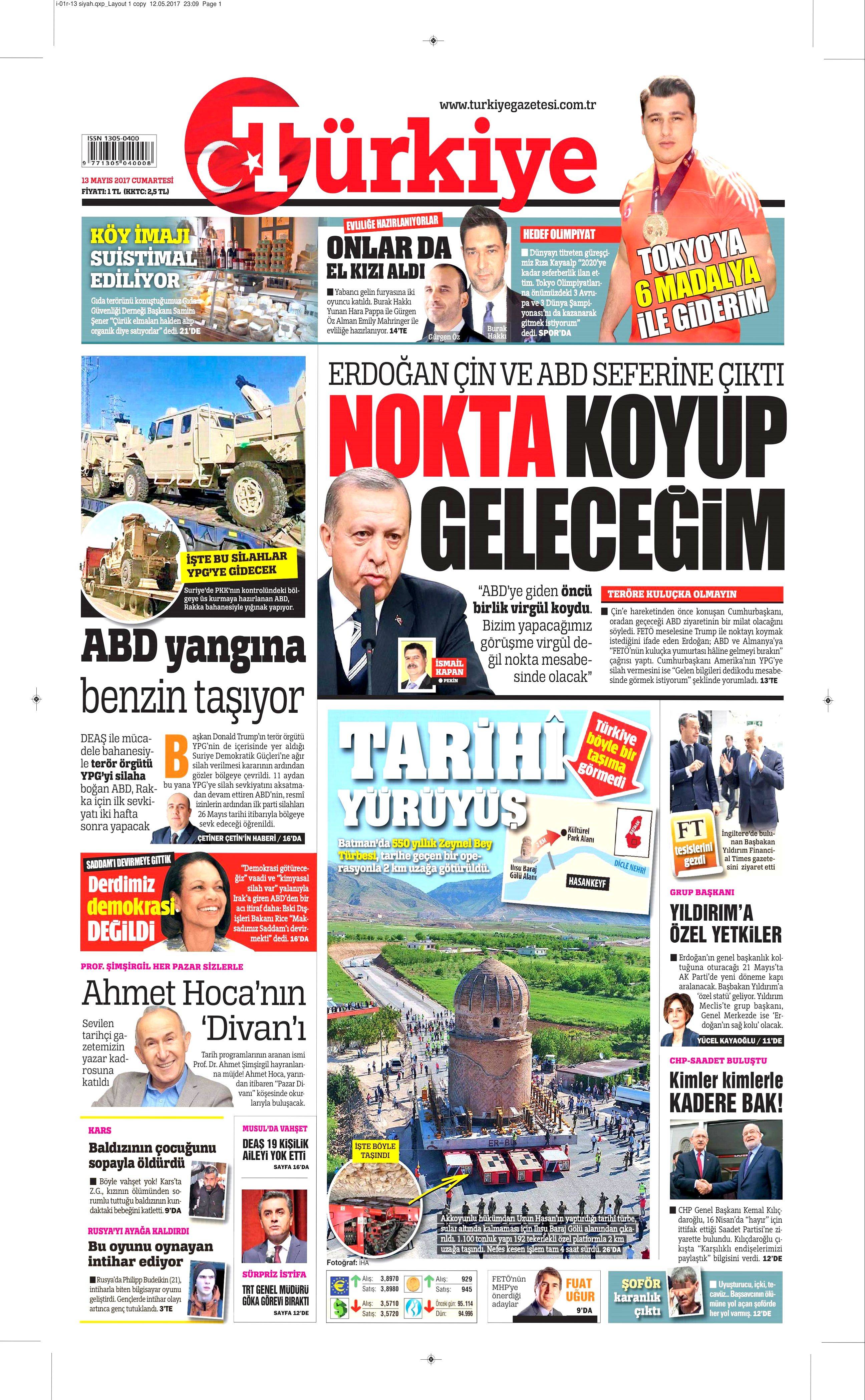 13 Mayıs 2017 Cumartesi gazete manşetleri - 9