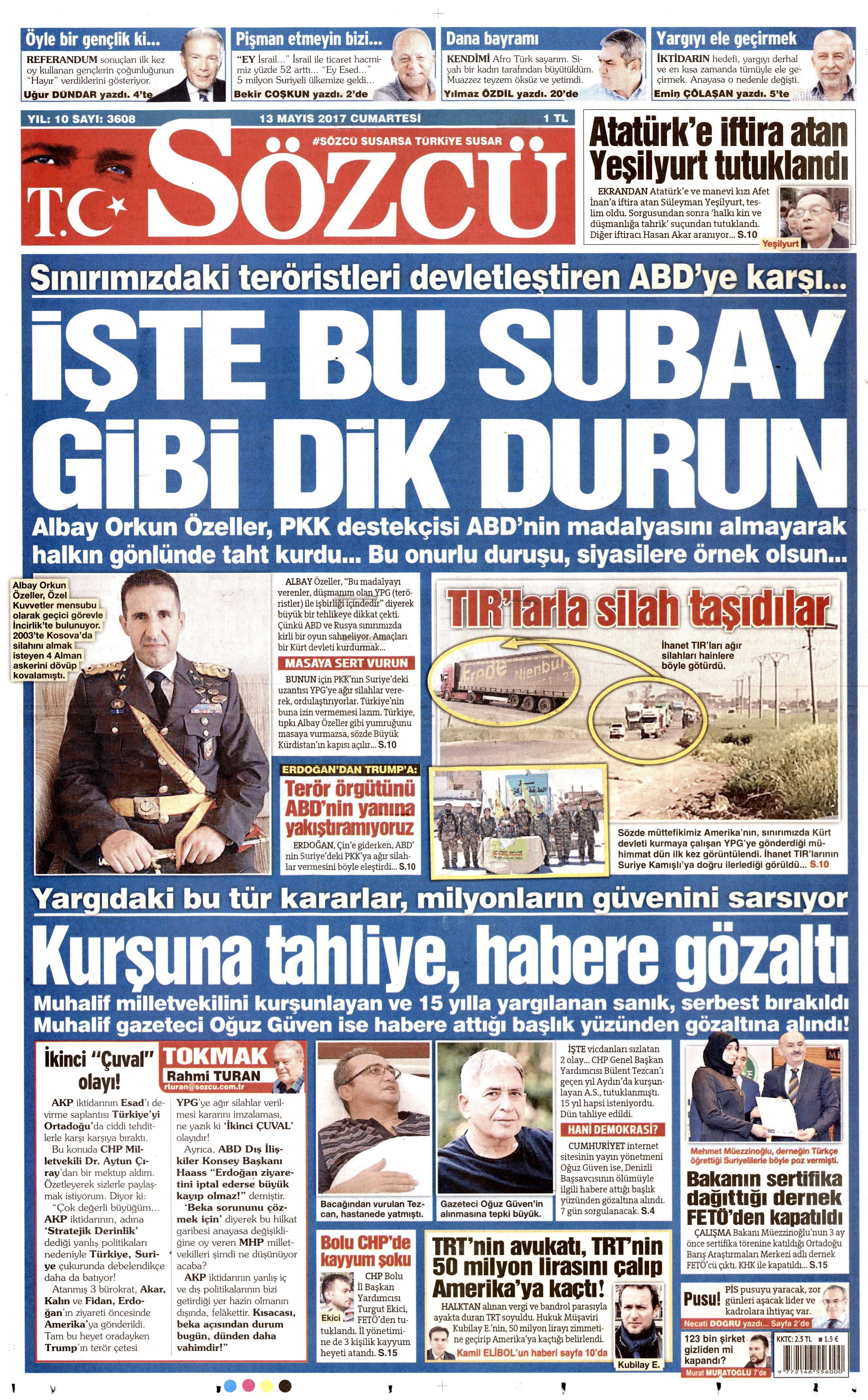 13 Mayıs 2017 Cumartesi gazete manşetleri - 12