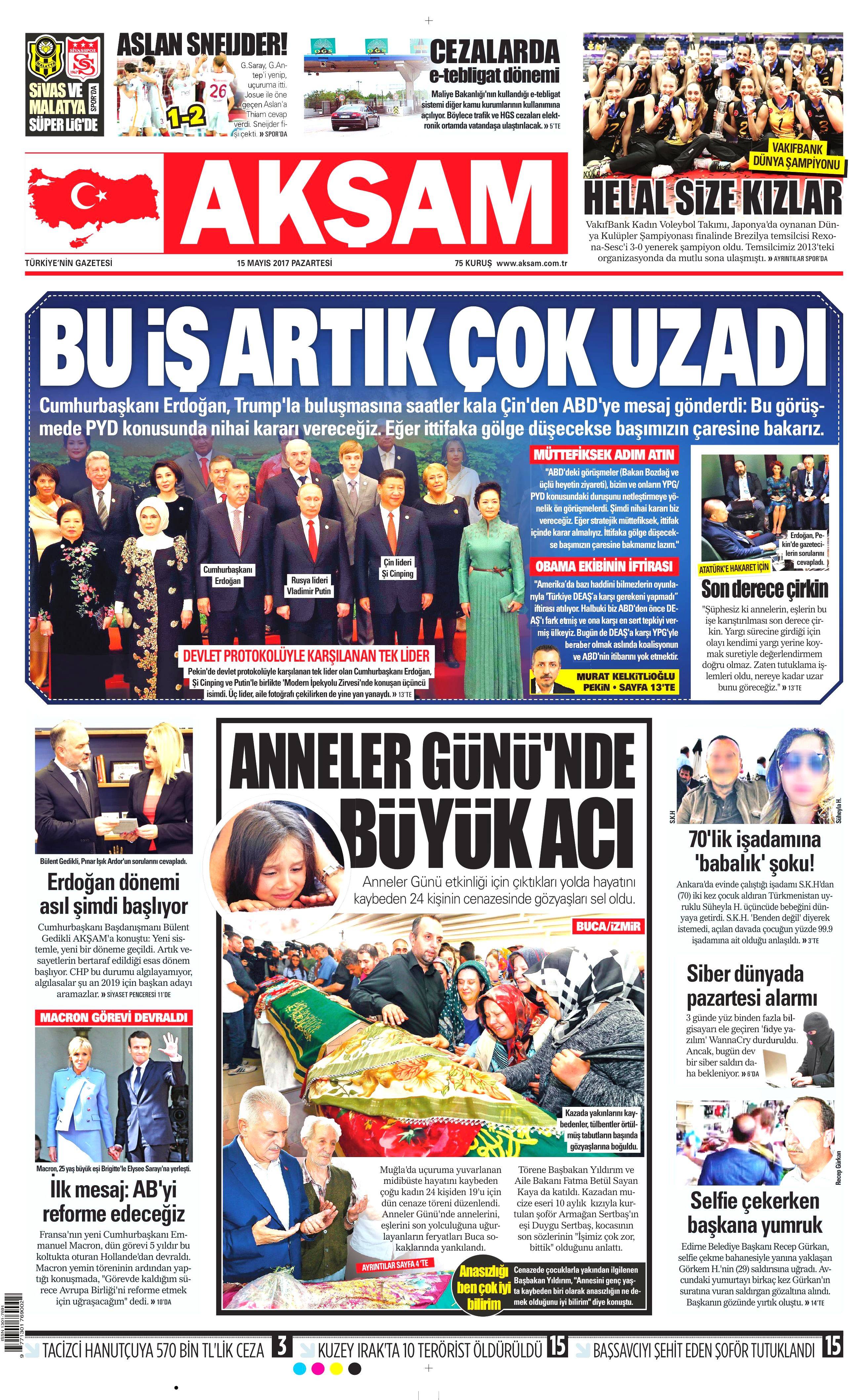 15 Mayıs 2017 Pazartesi gazete manşetleri - 2