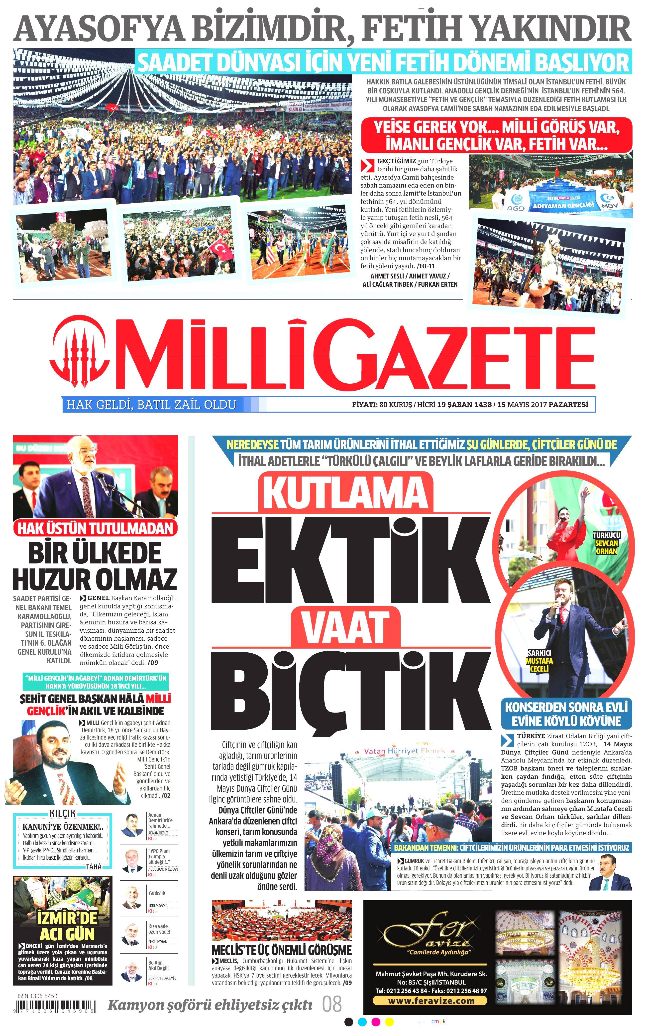 15 Mayıs 2017 Pazartesi gazete manşetleri - 5