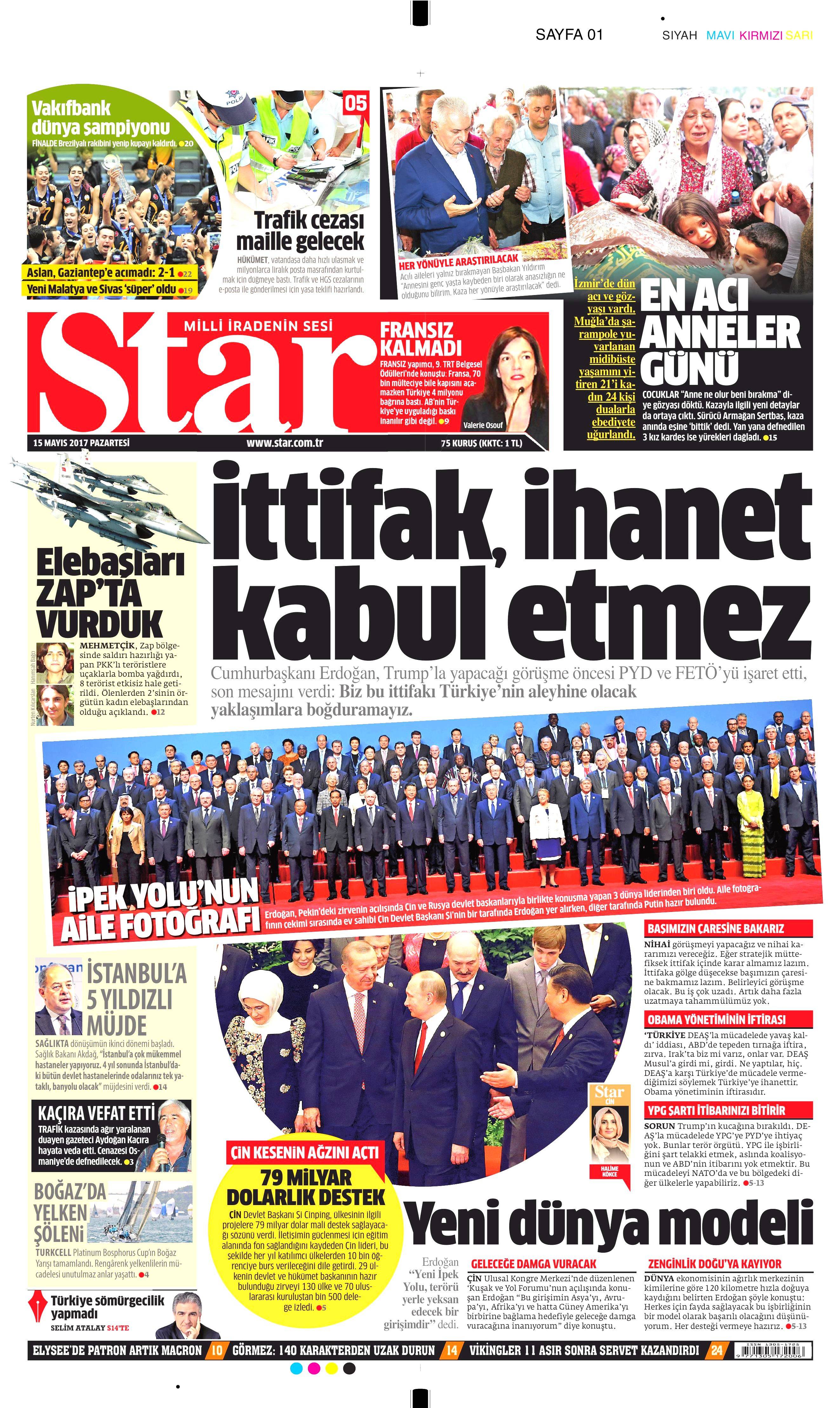 15 Mayıs 2017 Pazartesi gazete manşetleri - 8