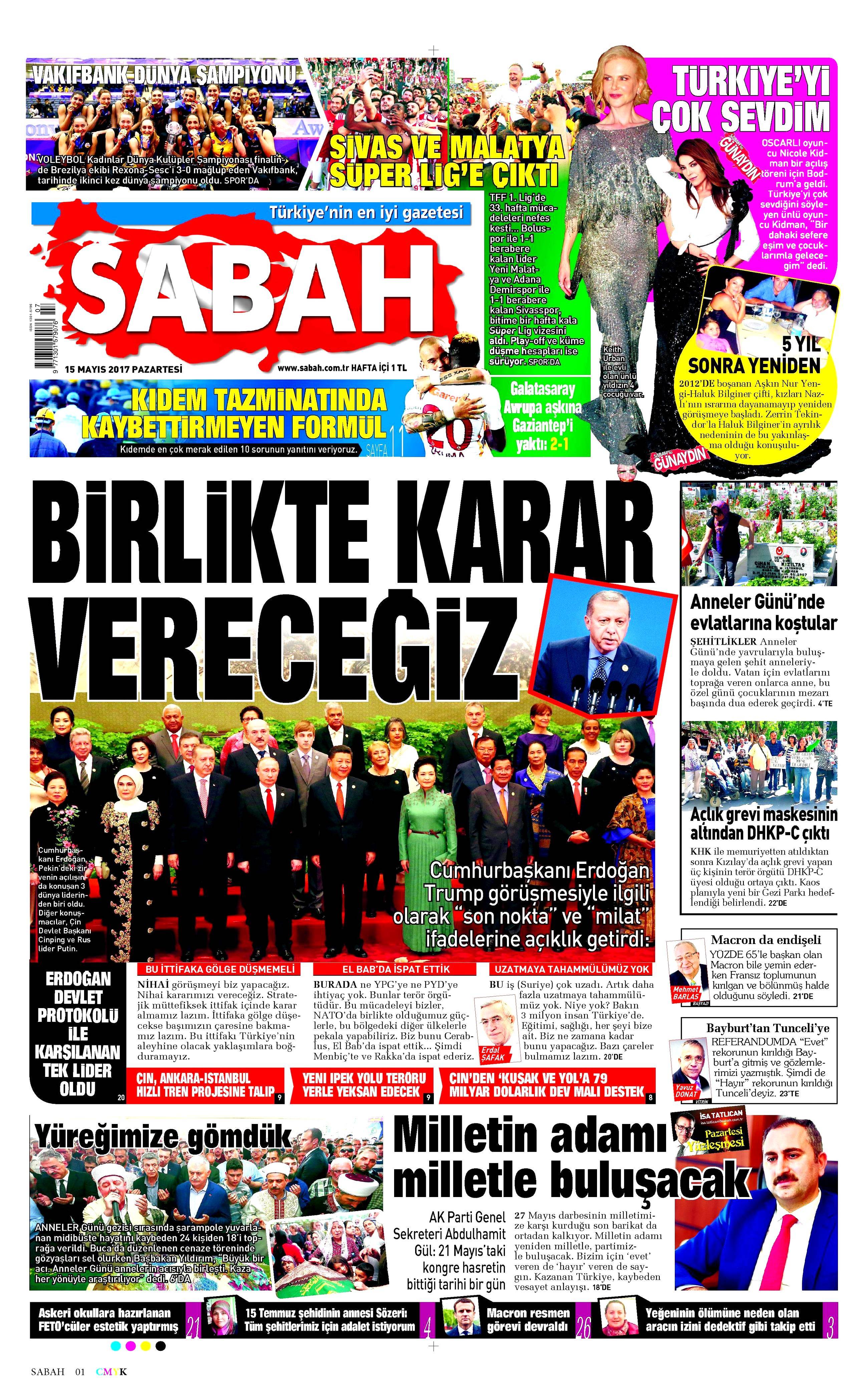 15 Mayıs 2017 Pazartesi gazete manşetleri - 9