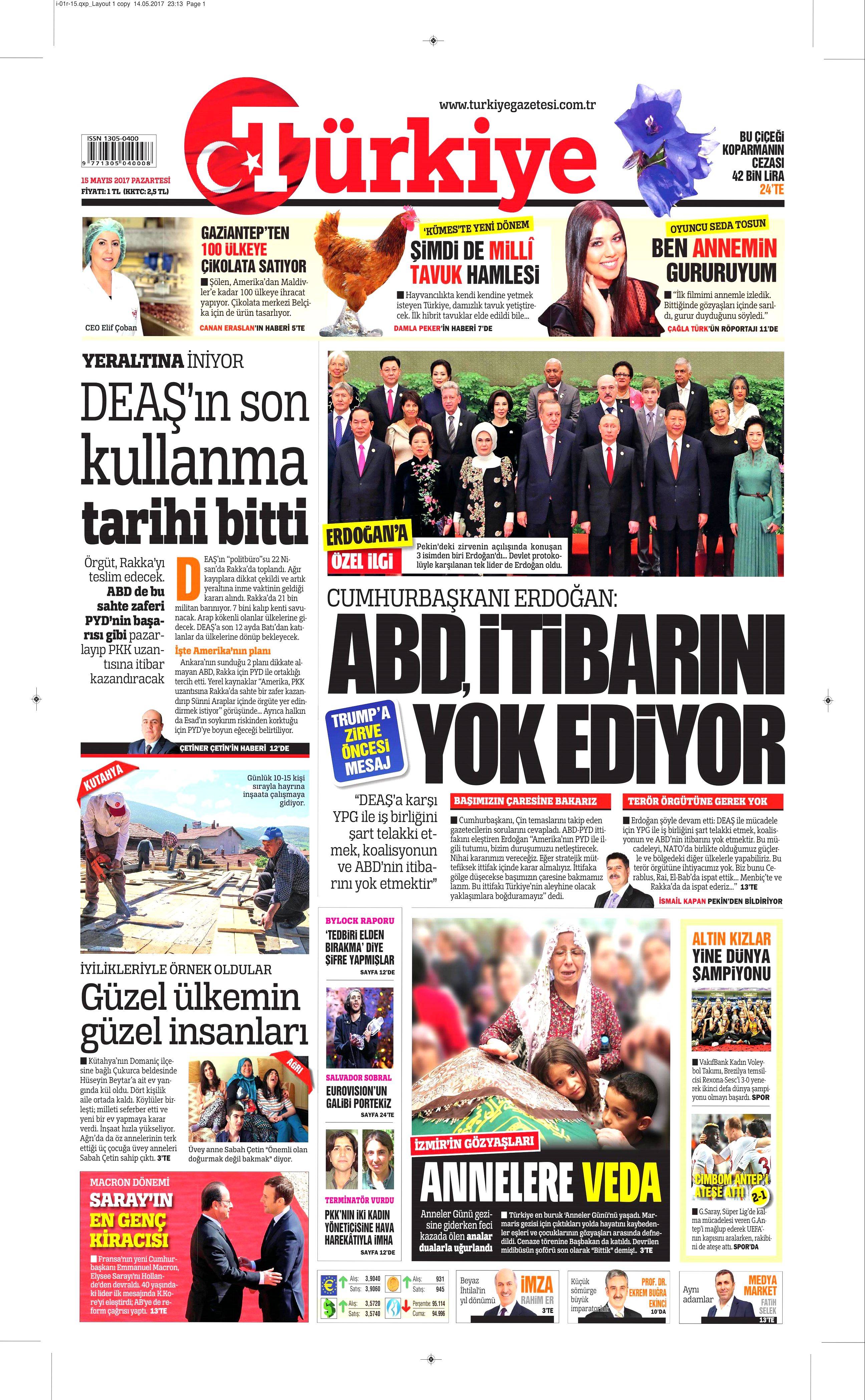 15 Mayıs 2017 Pazartesi gazete manşetleri - 10