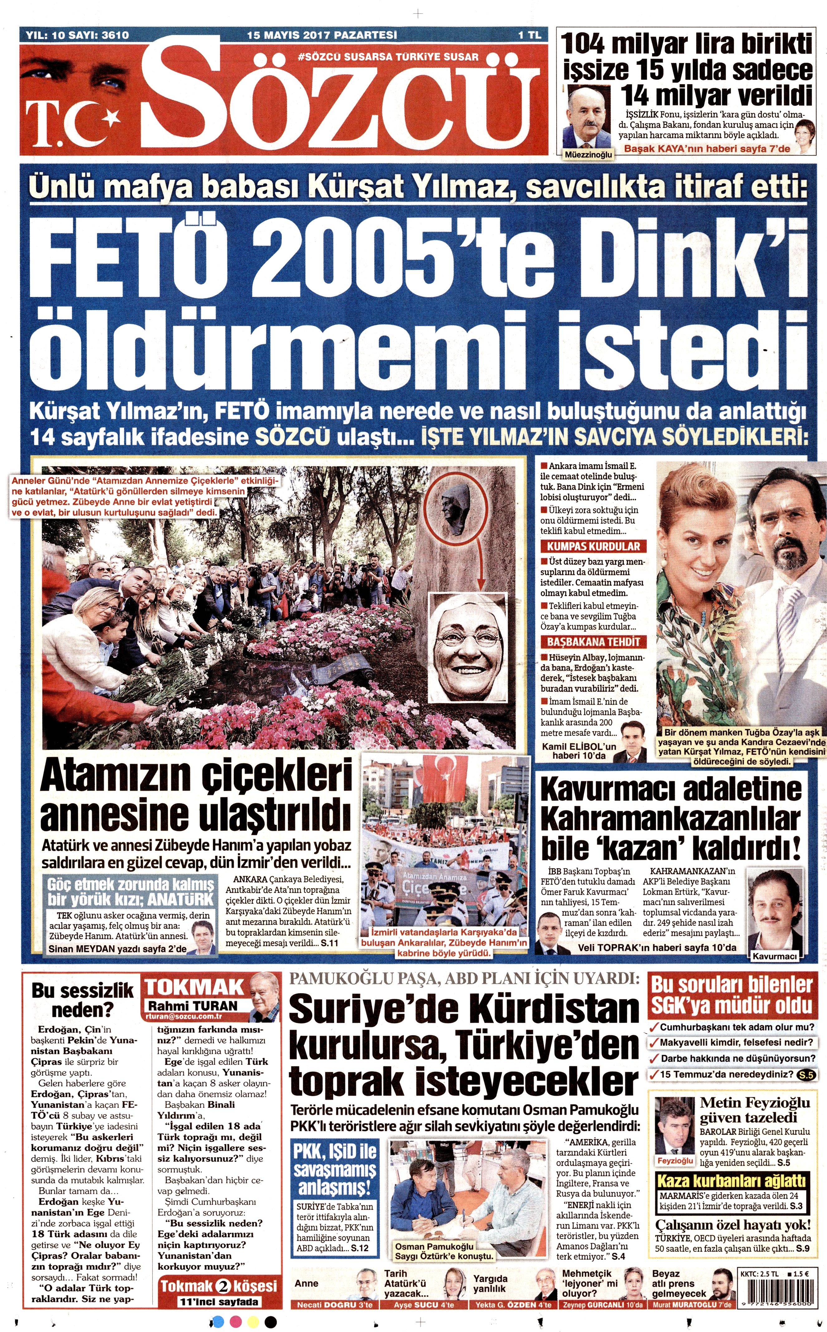 15 Mayıs 2017 Pazartesi gazete manşetleri - 13