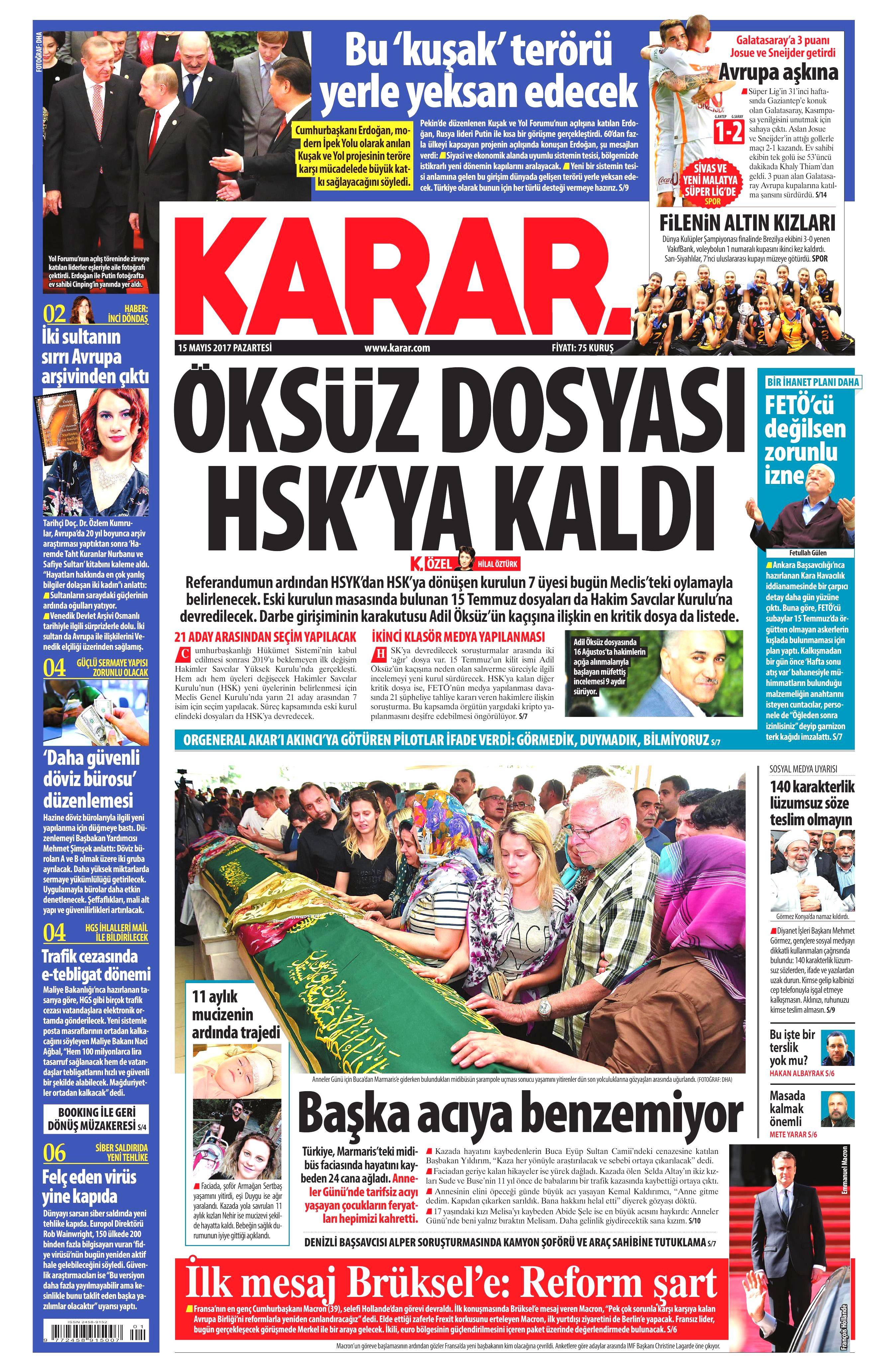 15 Mayıs 2017 Pazartesi gazete manşetleri - 19