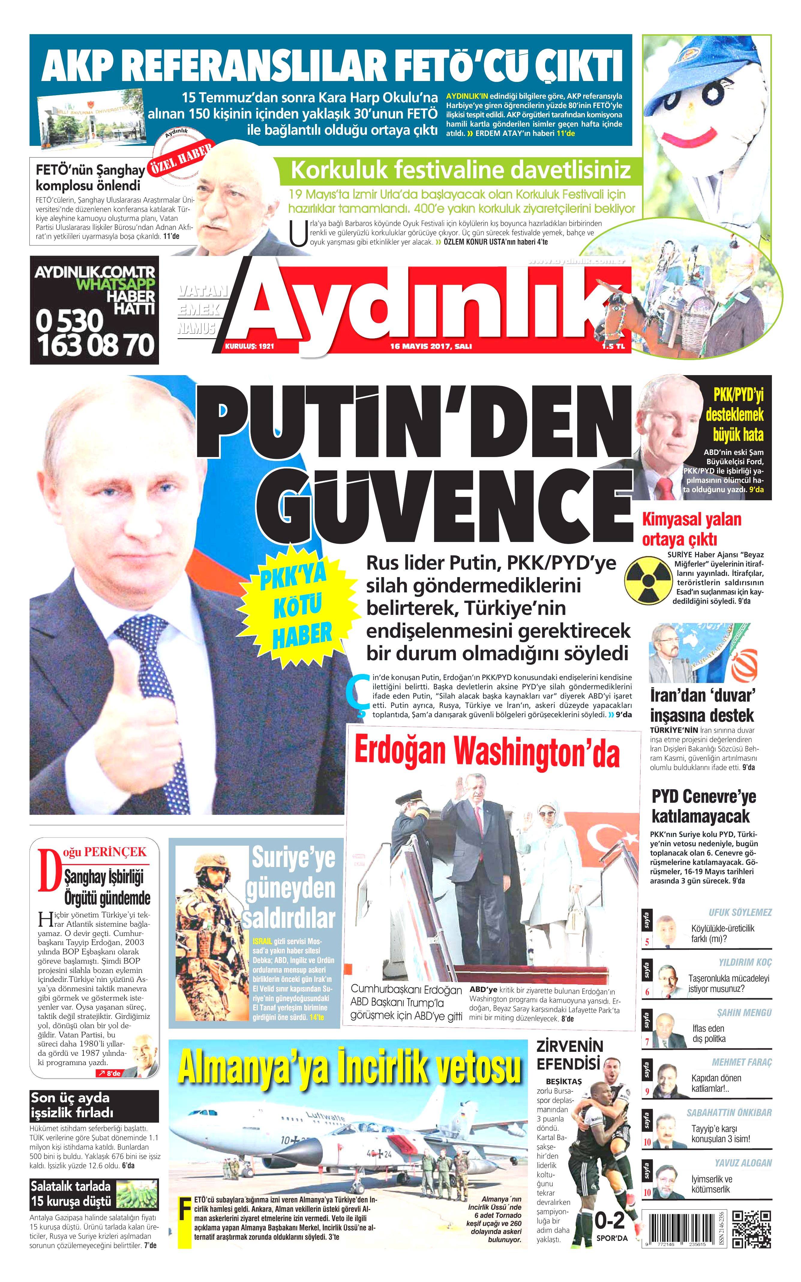 16 Mayıs 2017 Salı gazete manşetleri - 2
