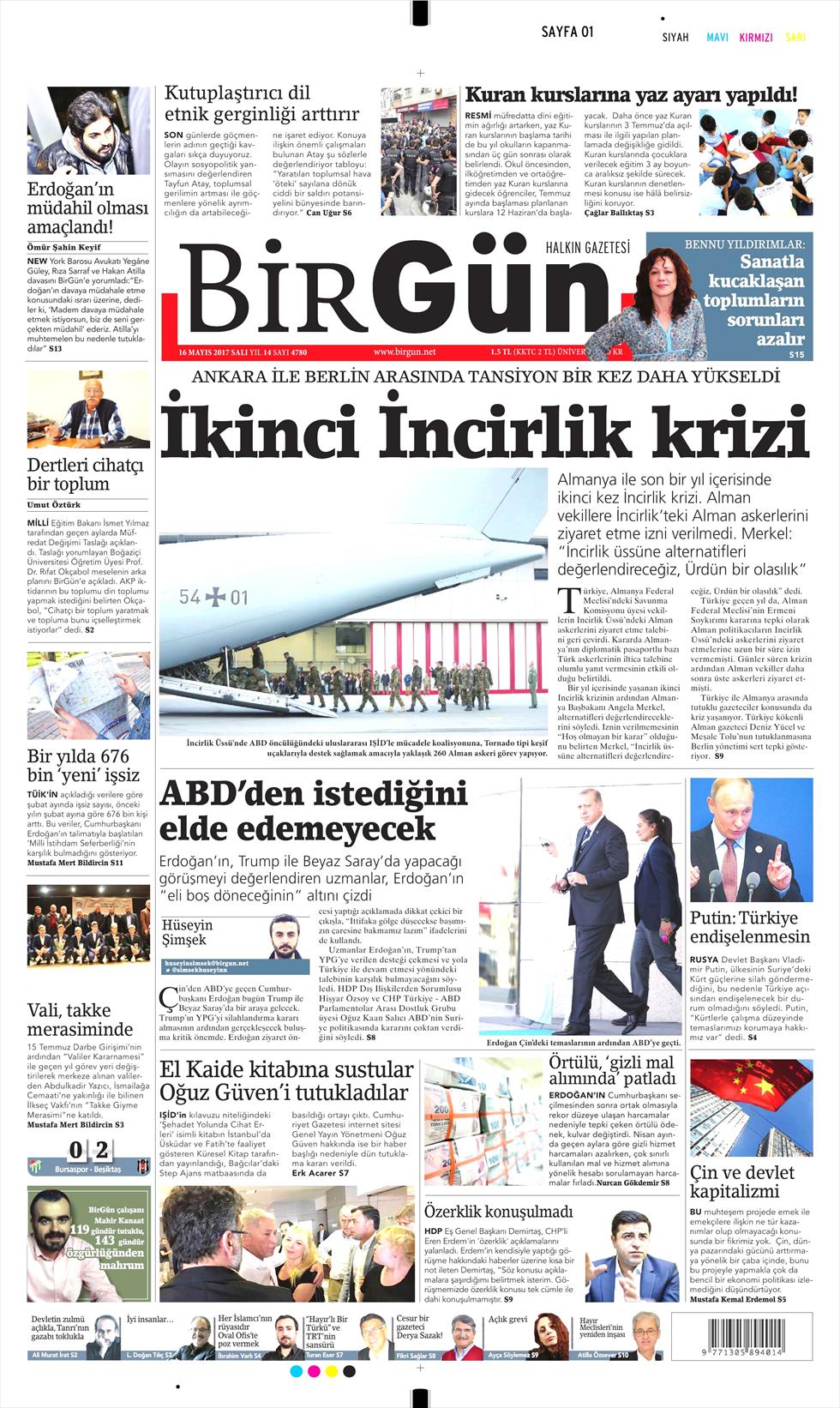 16 Mayıs 2017 Salı gazete manşetleri - 4
