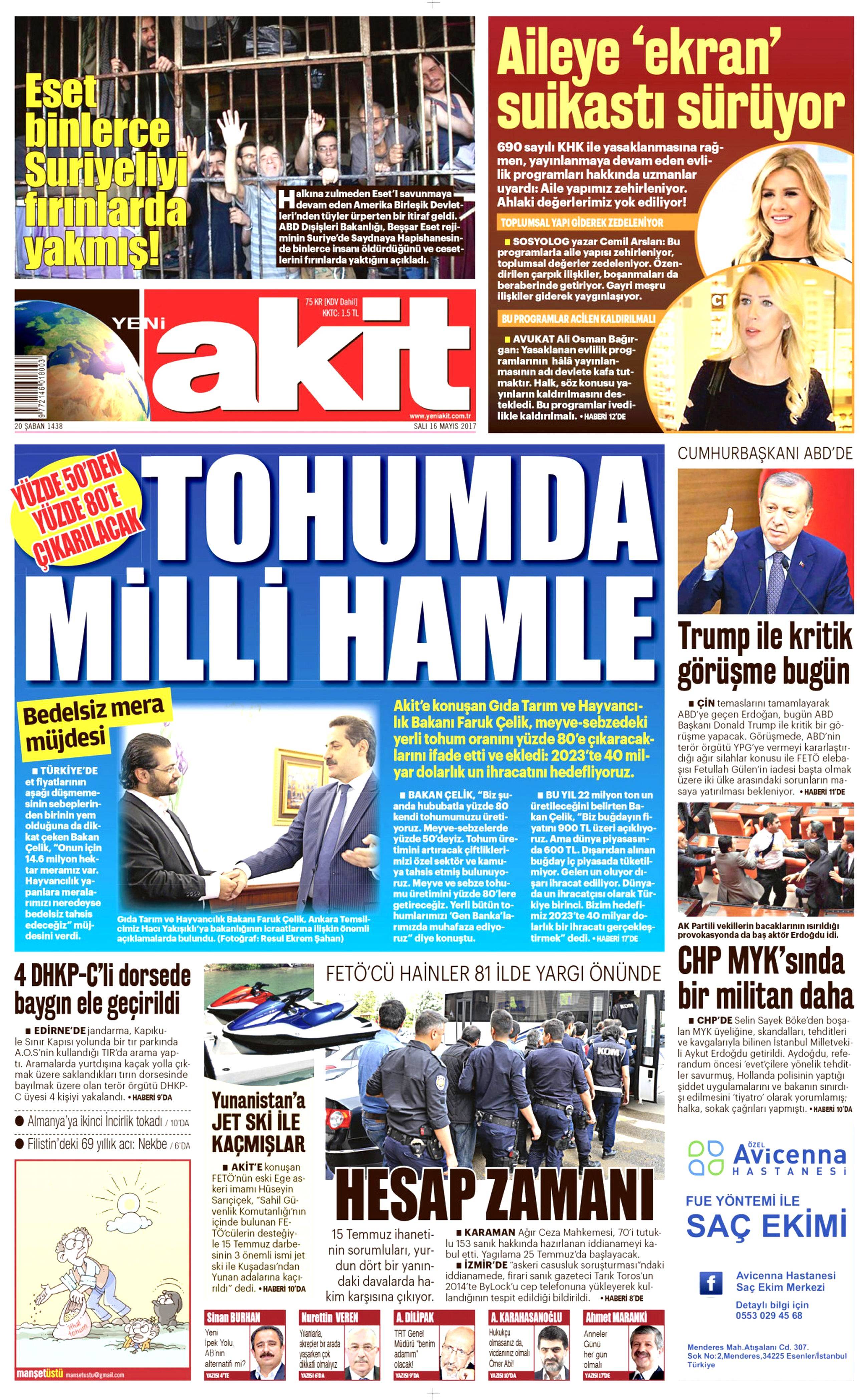 16 Mayıs 2017 Salı gazete manşetleri - 3