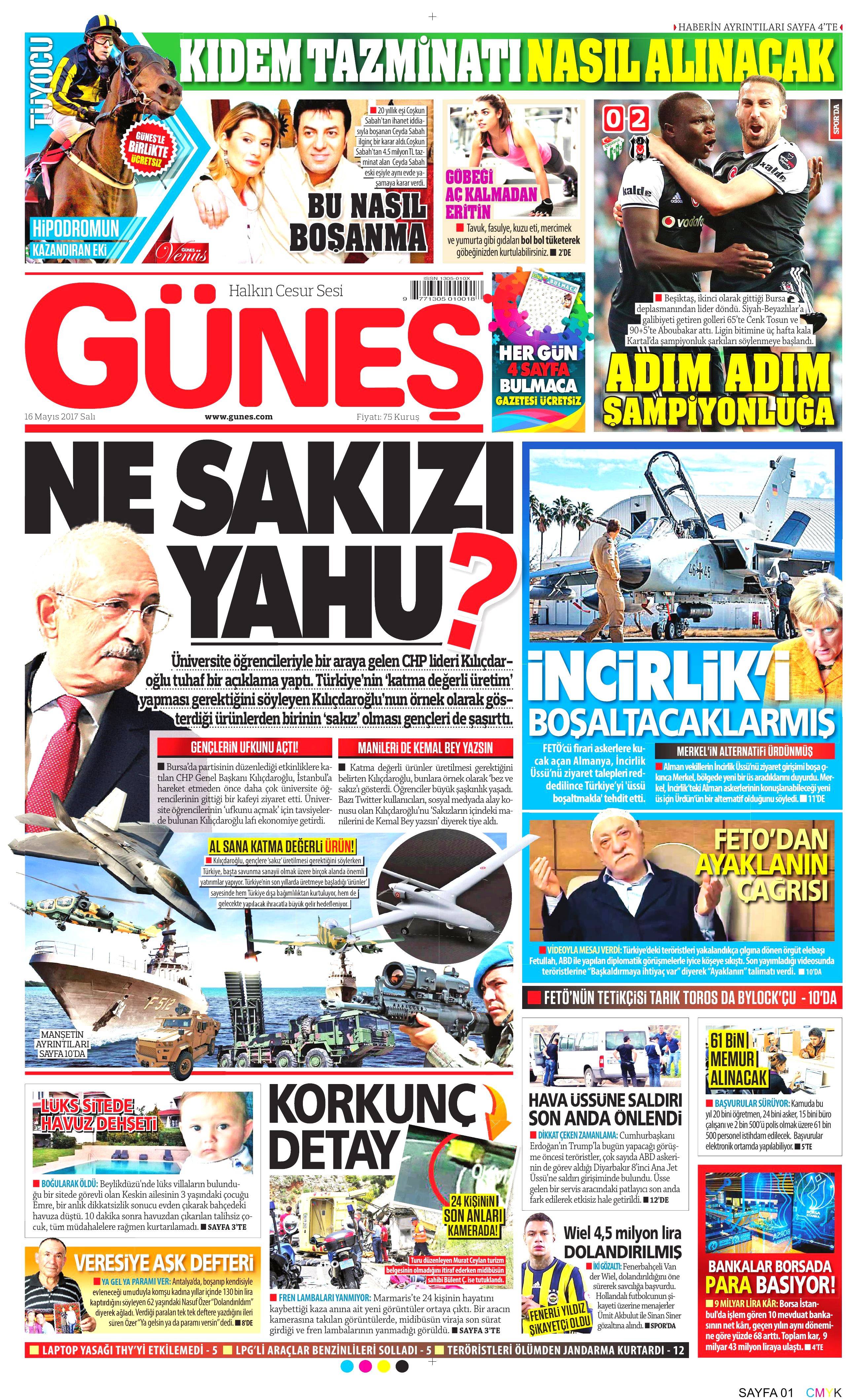 16 Mayıs 2017 Salı gazete manşetleri - 9