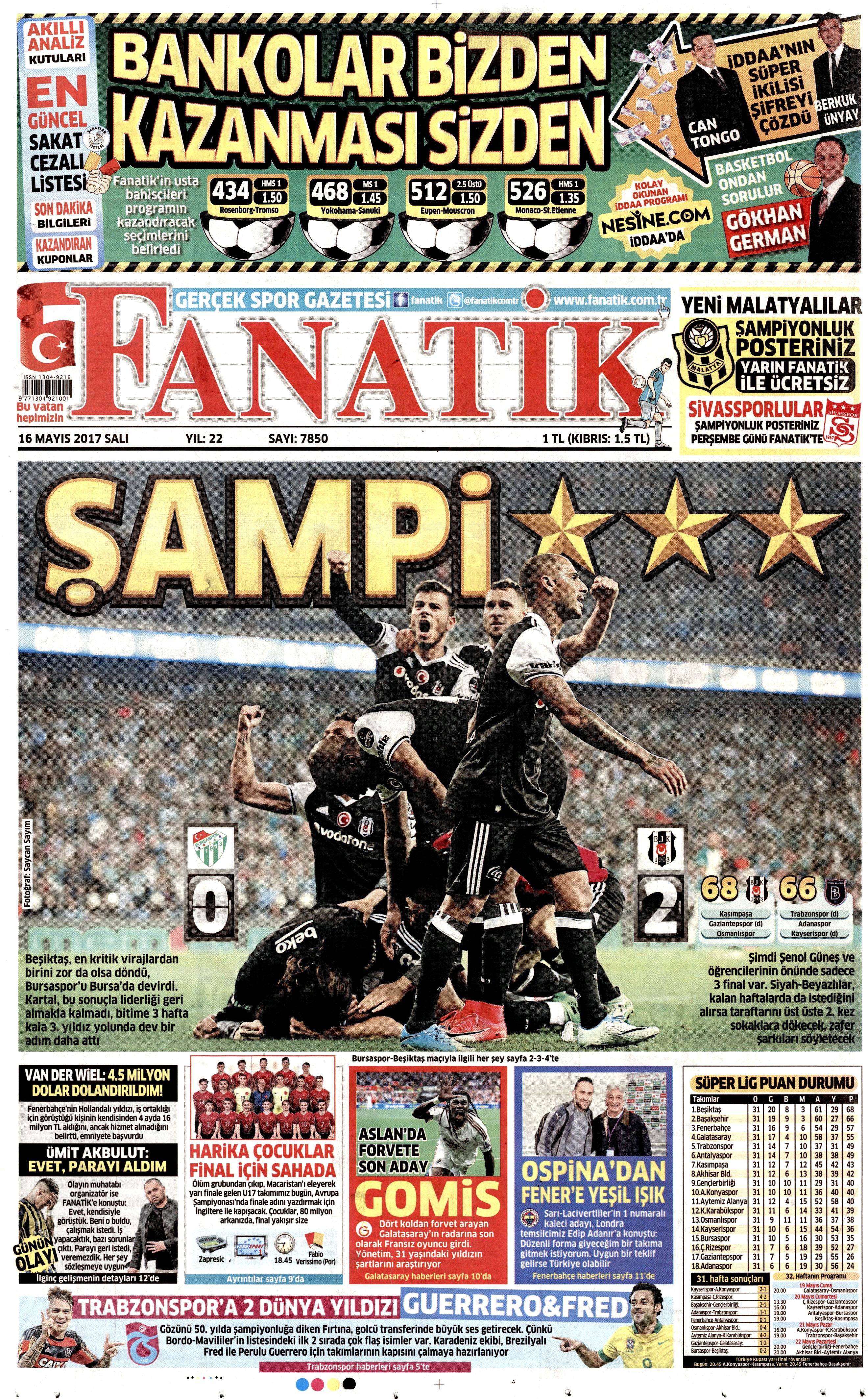 16 Mayıs 2017 Salı gazete manşetleri - 8