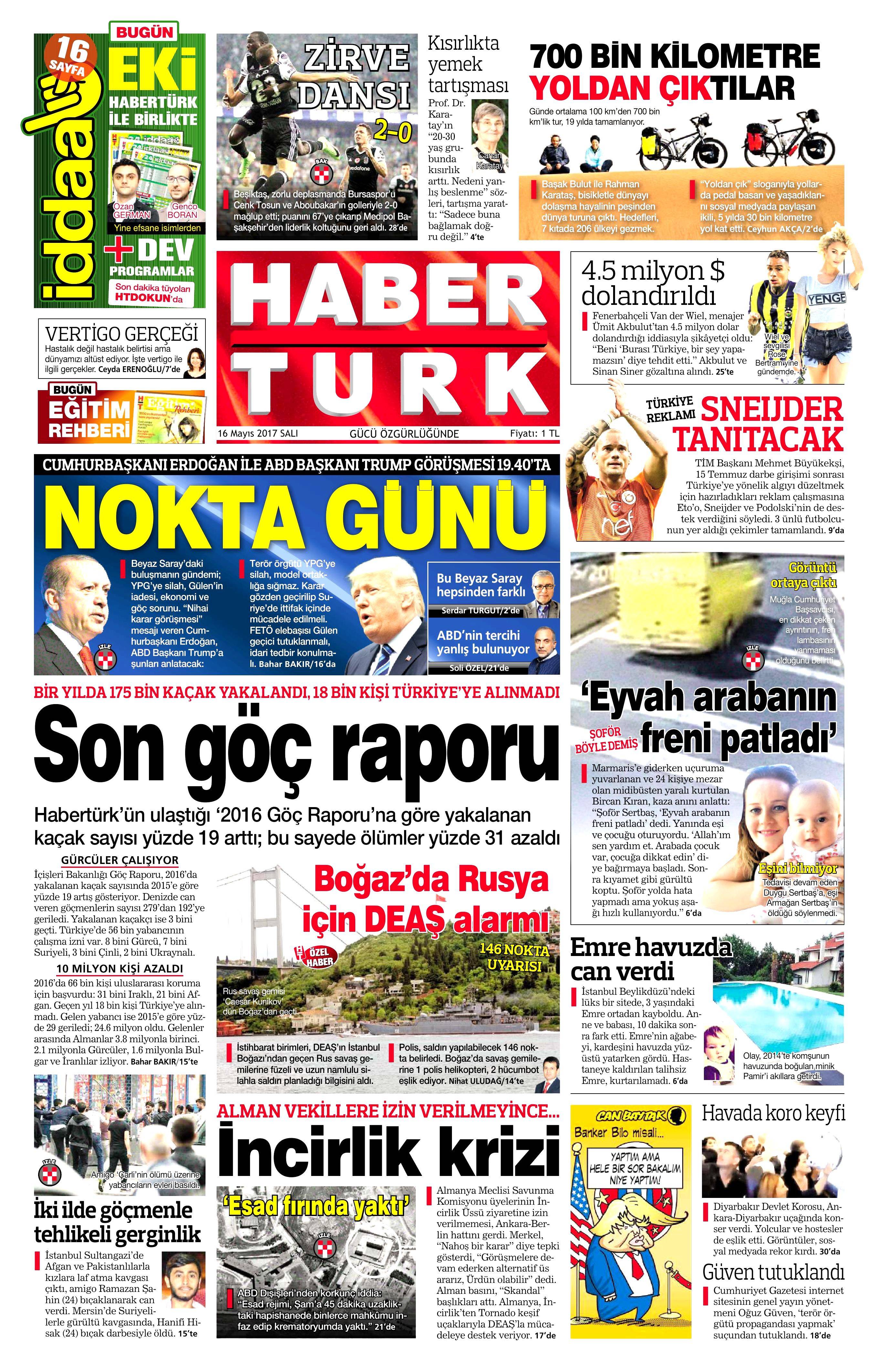 16 Mayıs 2017 Salı gazete manşetleri - 10