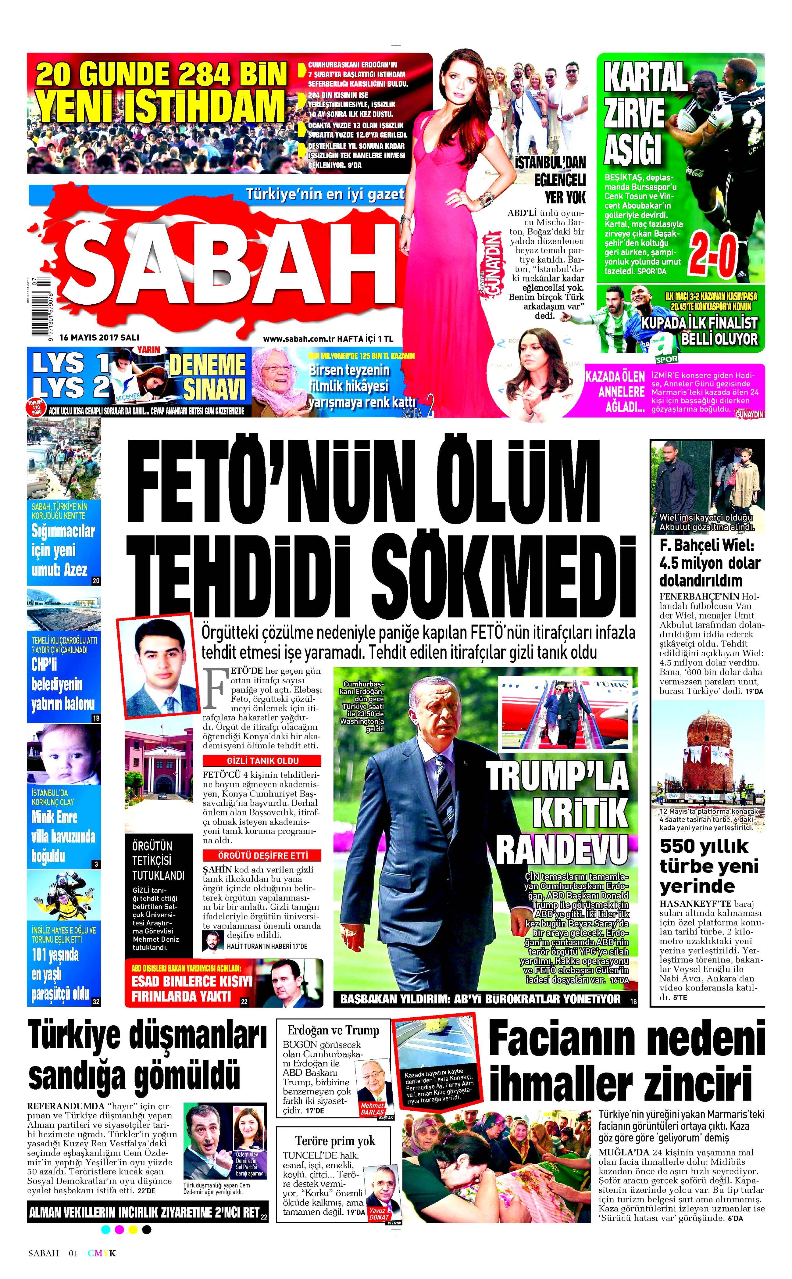 16 Mayıs 2017 Salı gazete manşetleri - 18