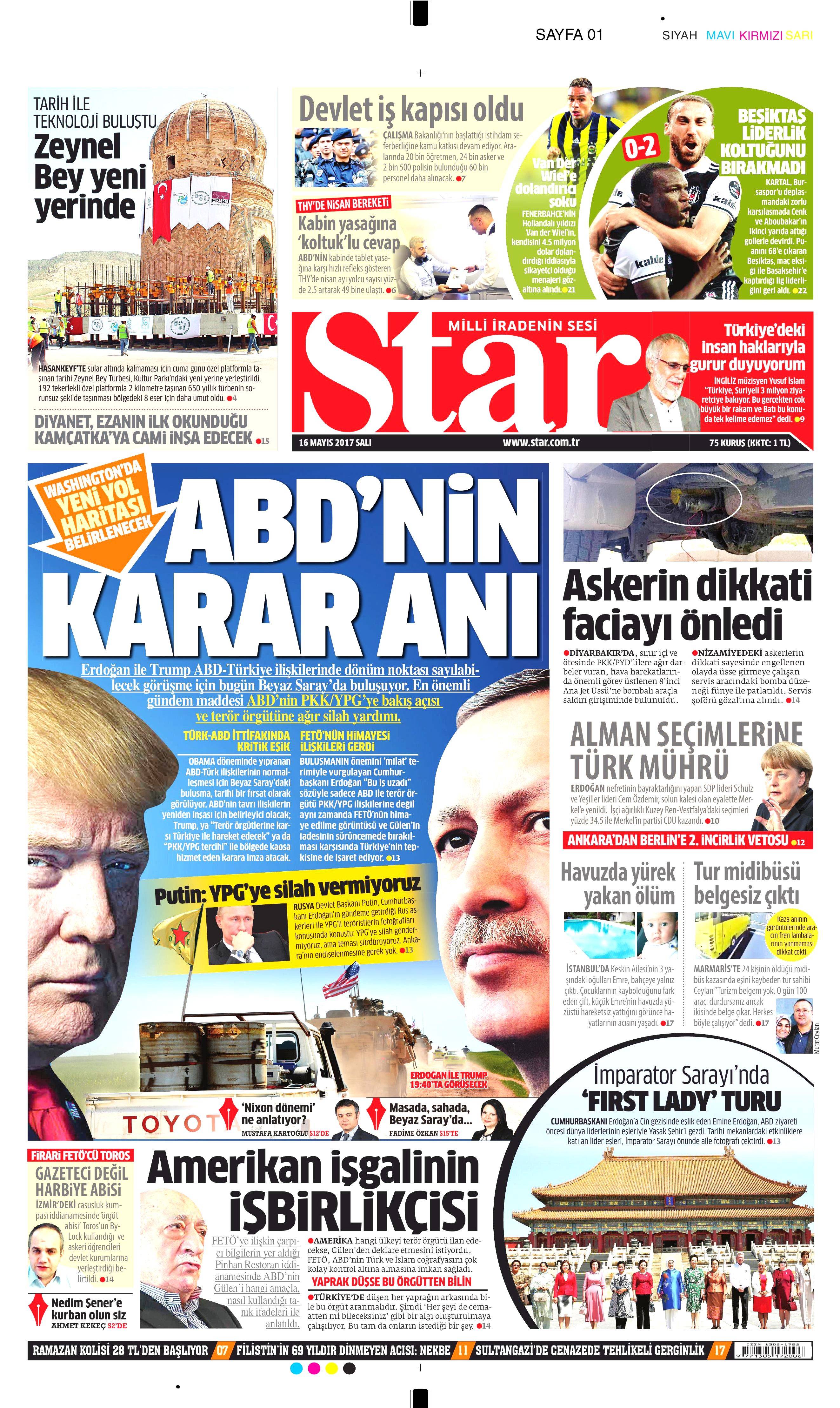 16 Mayıs 2017 Salı gazete manşetleri - 20
