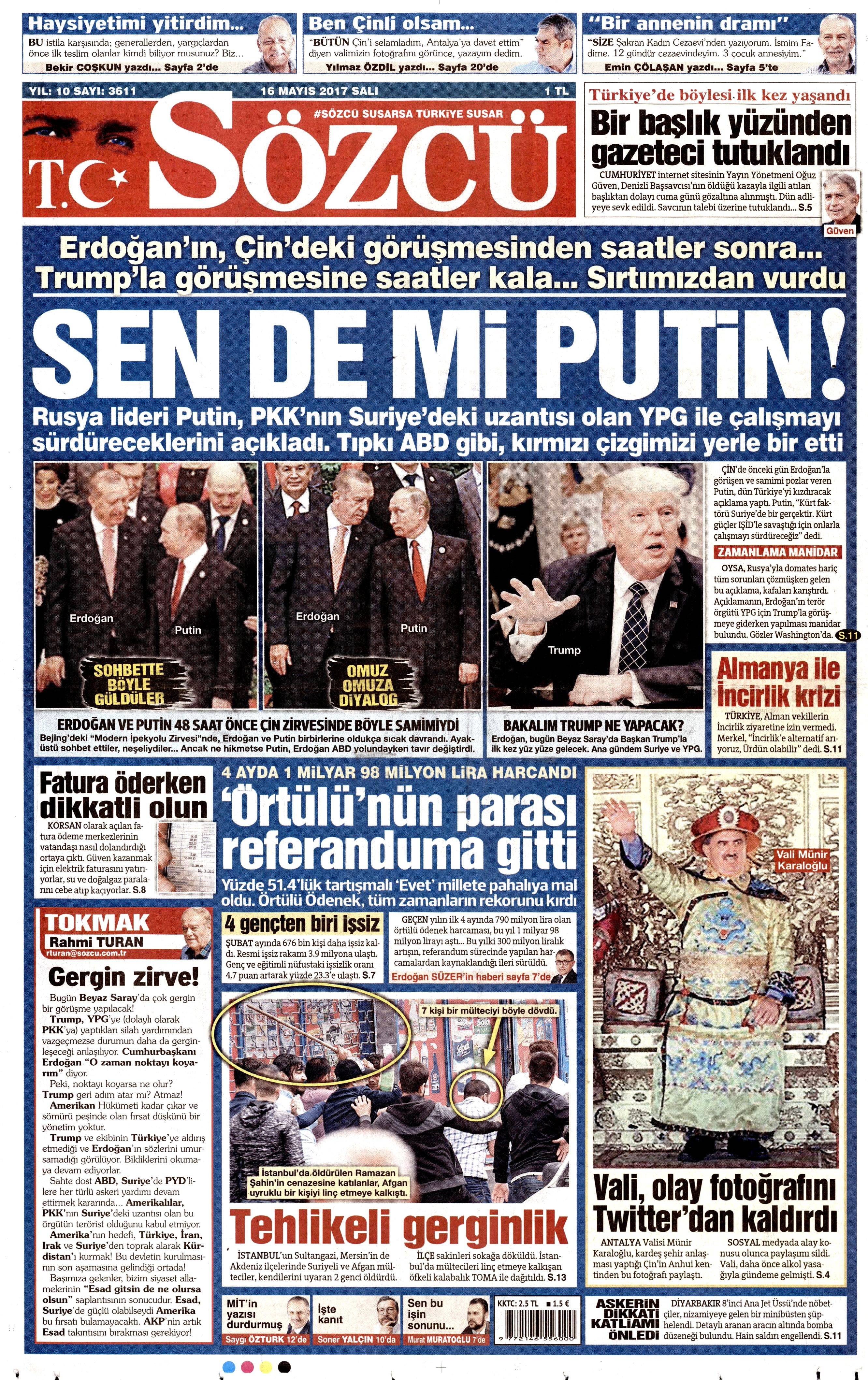 16 Mayıs 2017 Salı gazete manşetleri - 19