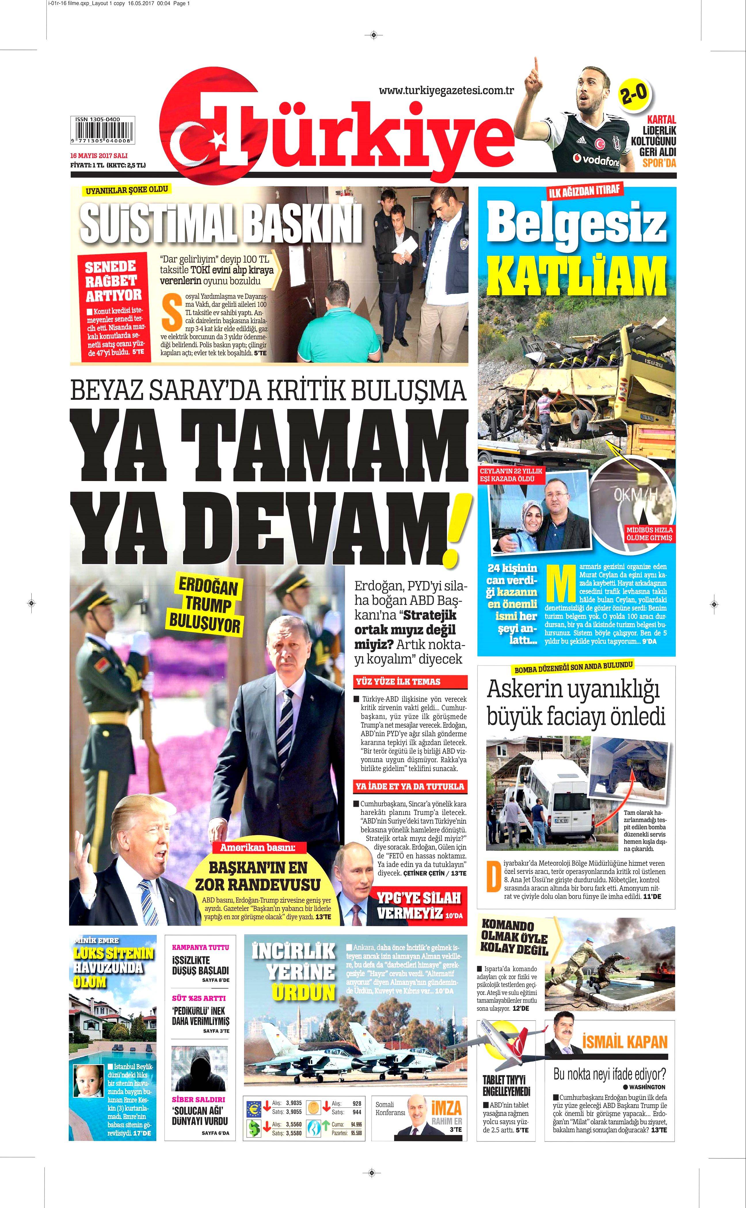 16 Mayıs 2017 Salı gazete manşetleri - 22