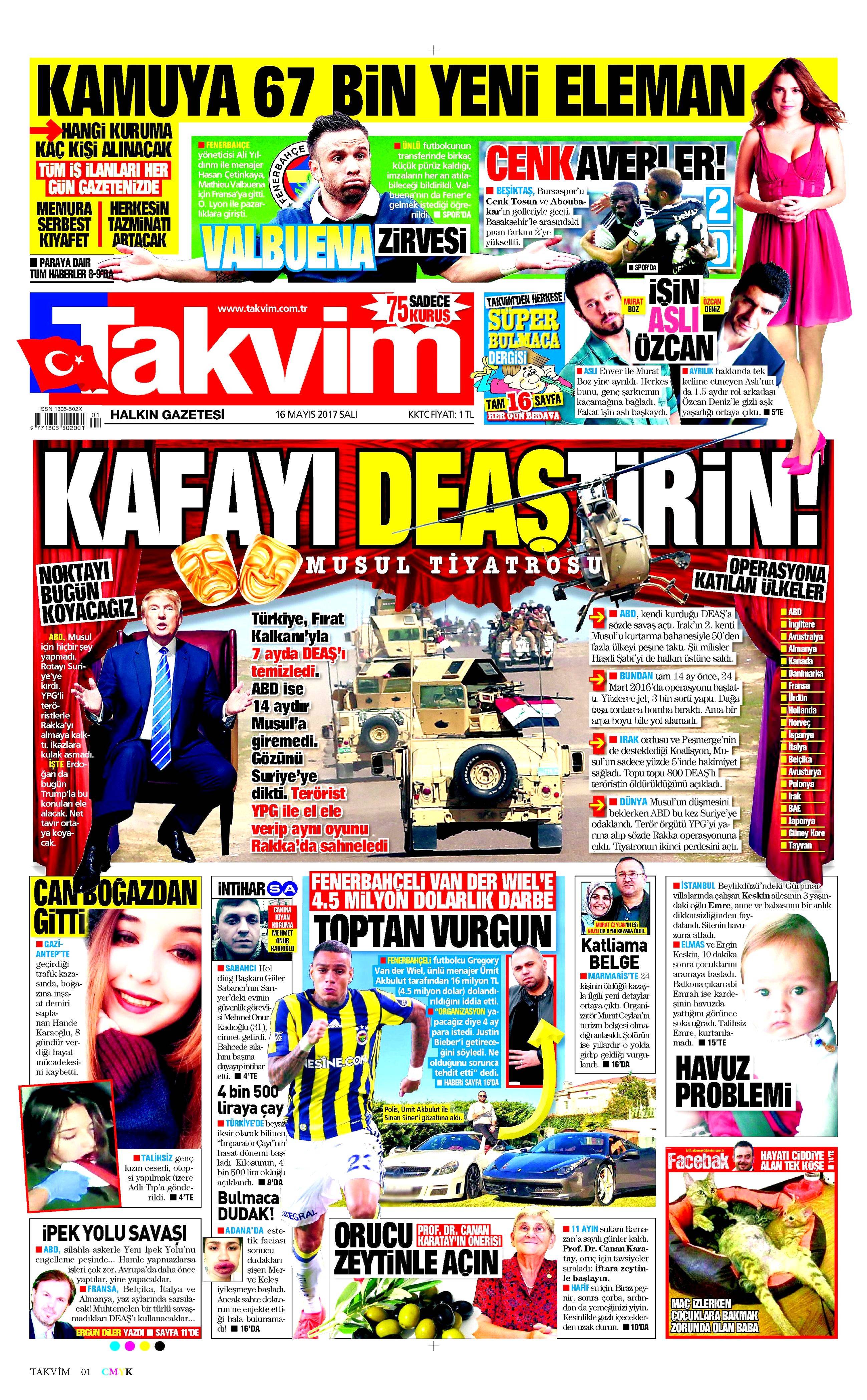 16 Mayıs 2017 Salı gazete manşetleri - 21