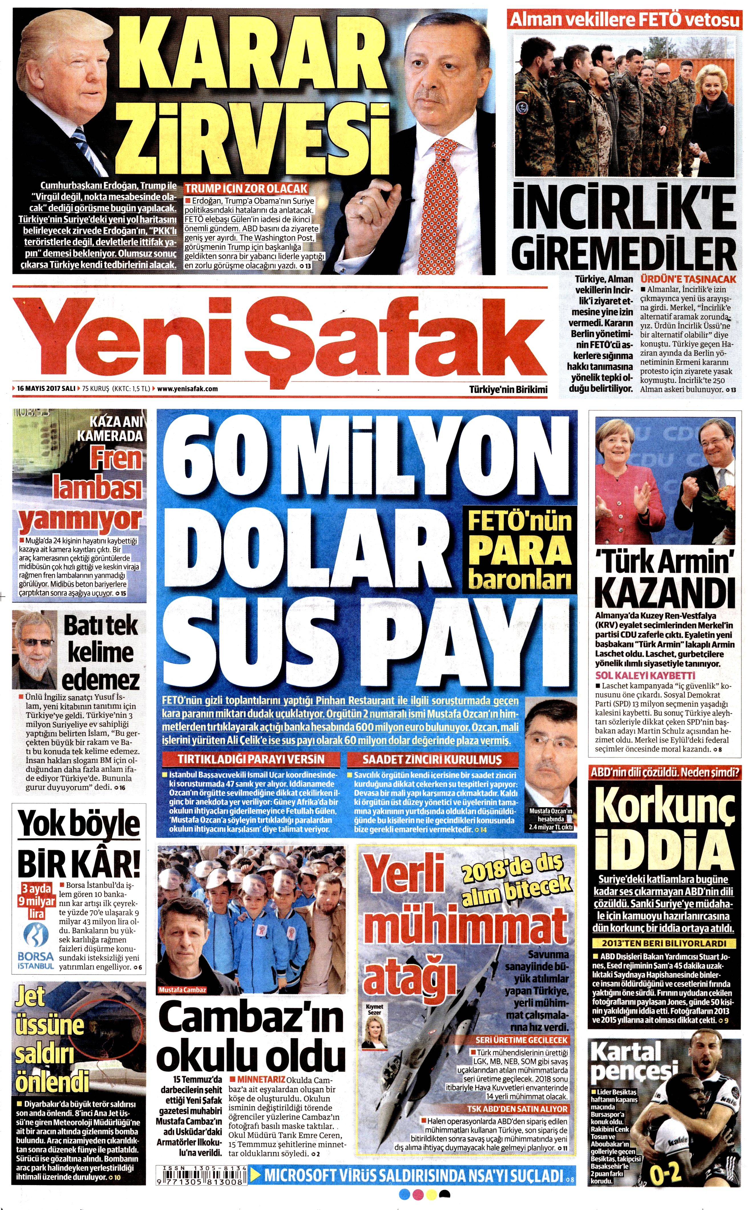 16 Mayıs 2017 Salı gazete manşetleri - 29