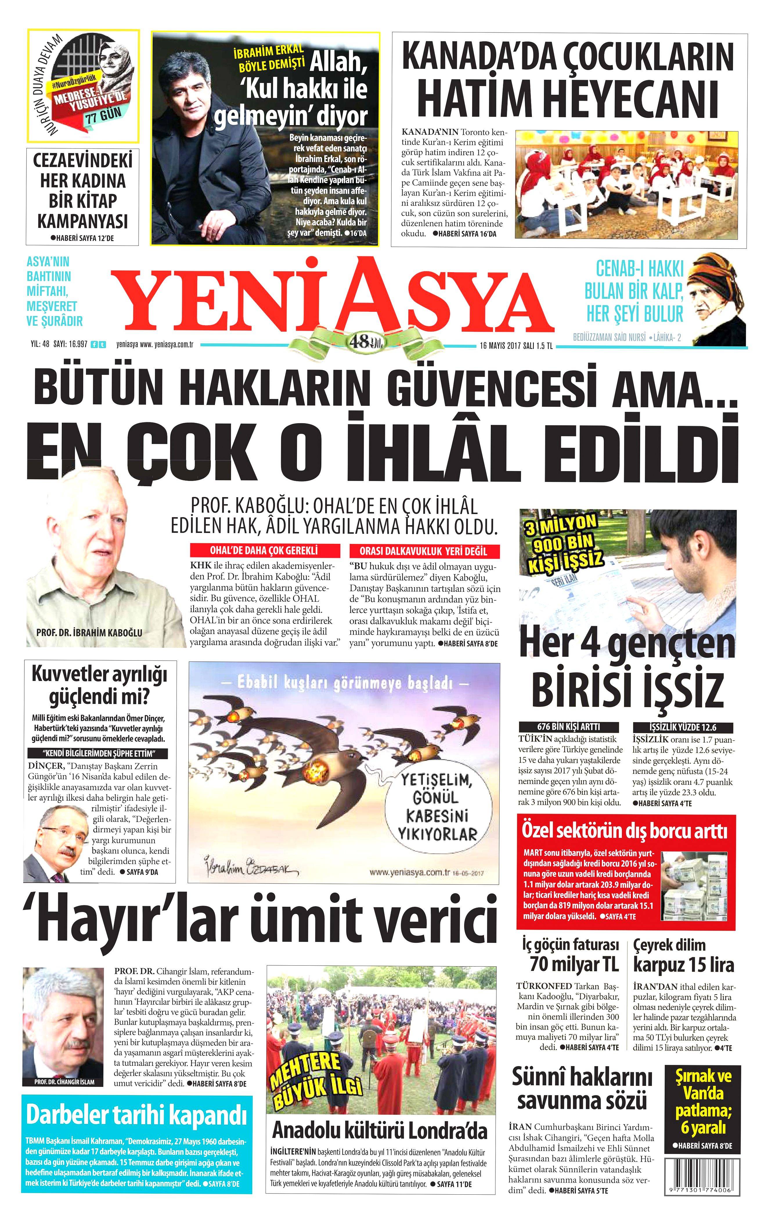 16 Mayıs 2017 Salı gazete manşetleri - 24