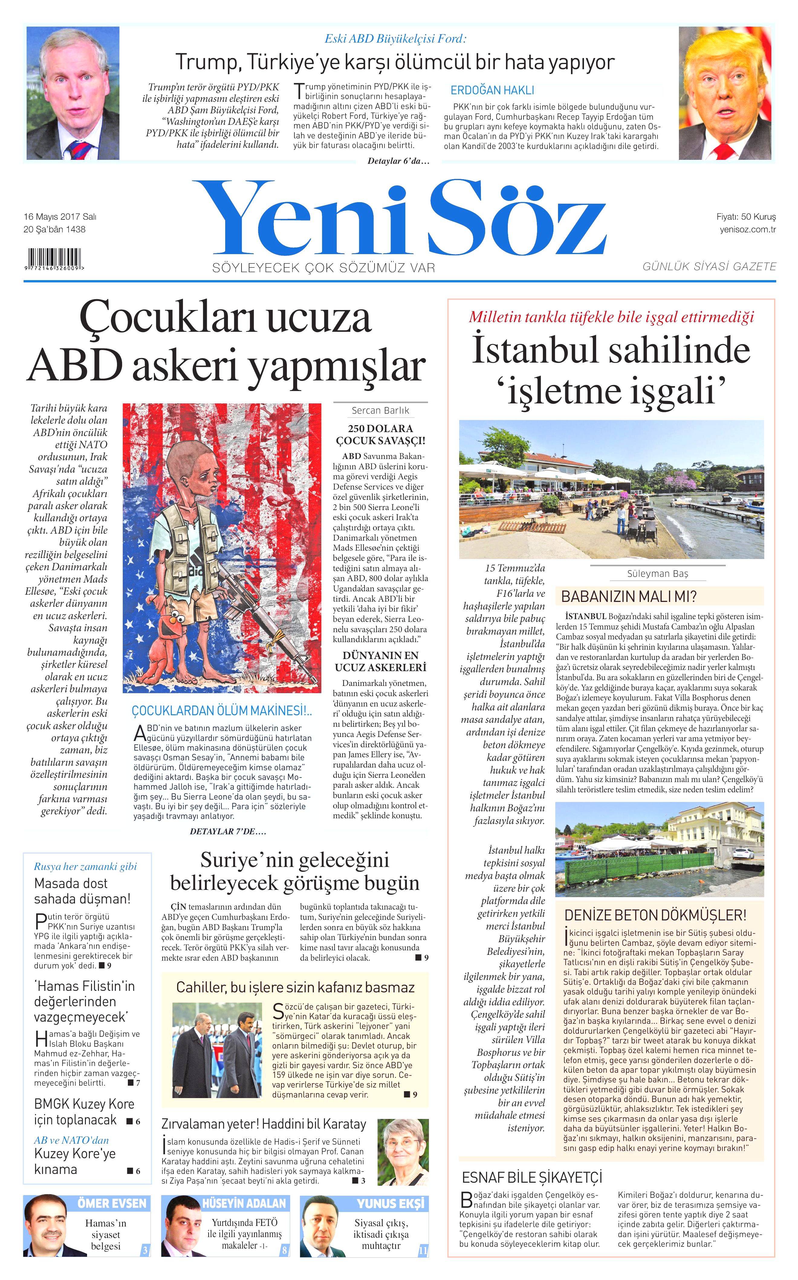 16 Mayıs 2017 Salı gazete manşetleri - 28