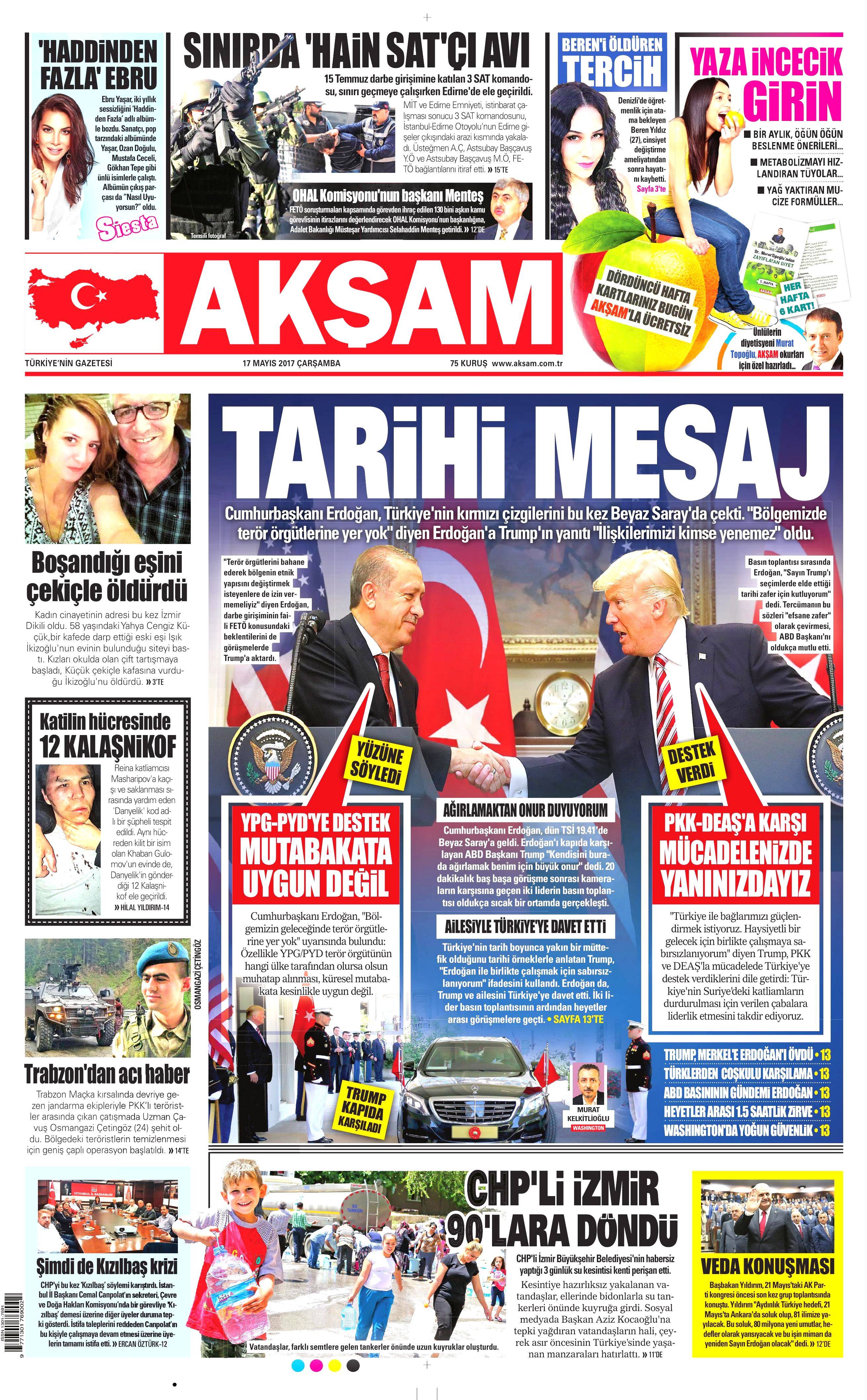 17 Mayıs 2017 Çarşamba gazete manşetleri - 1