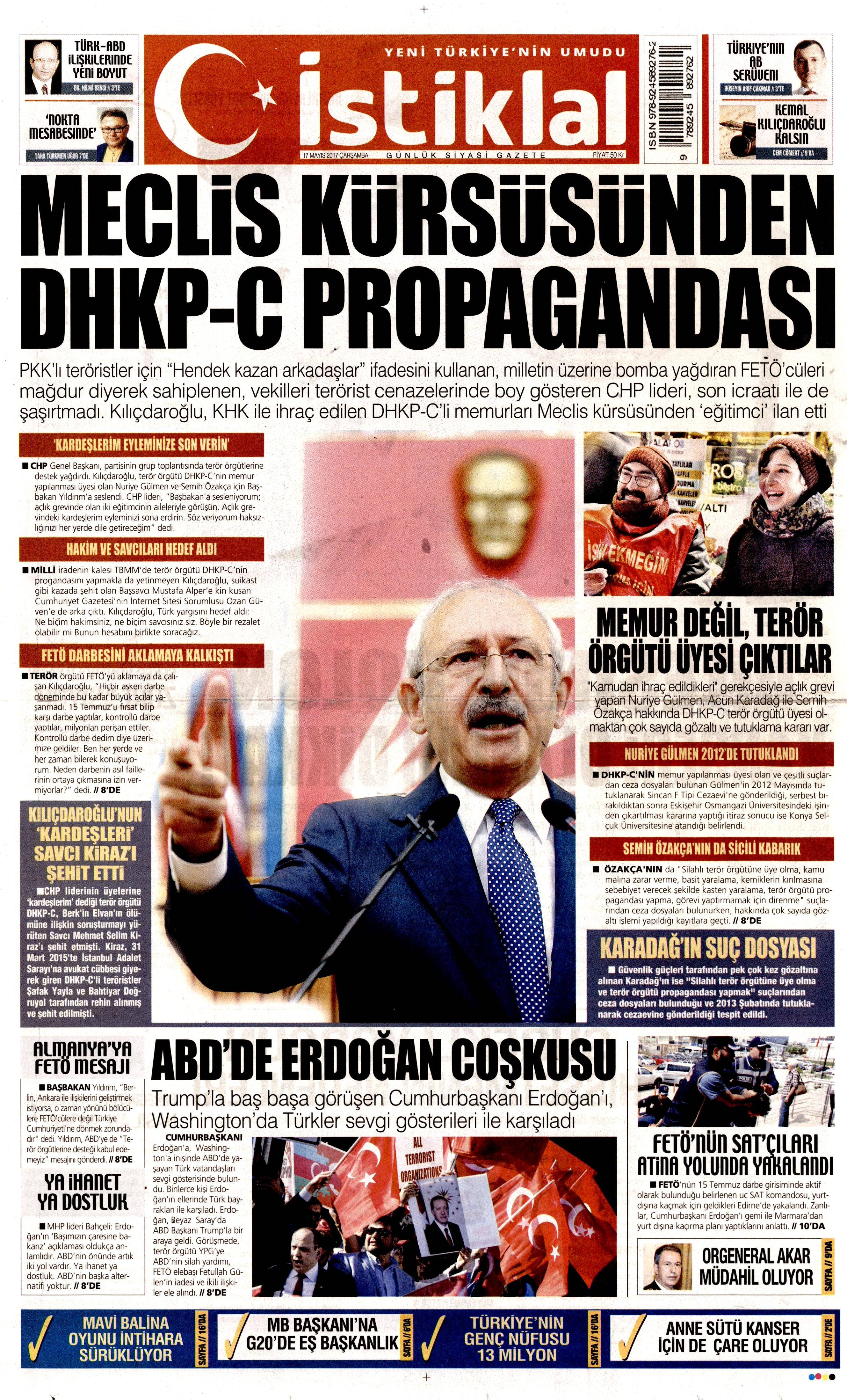17 Mayıs 2017 Çarşamba gazete manşetleri - 11
