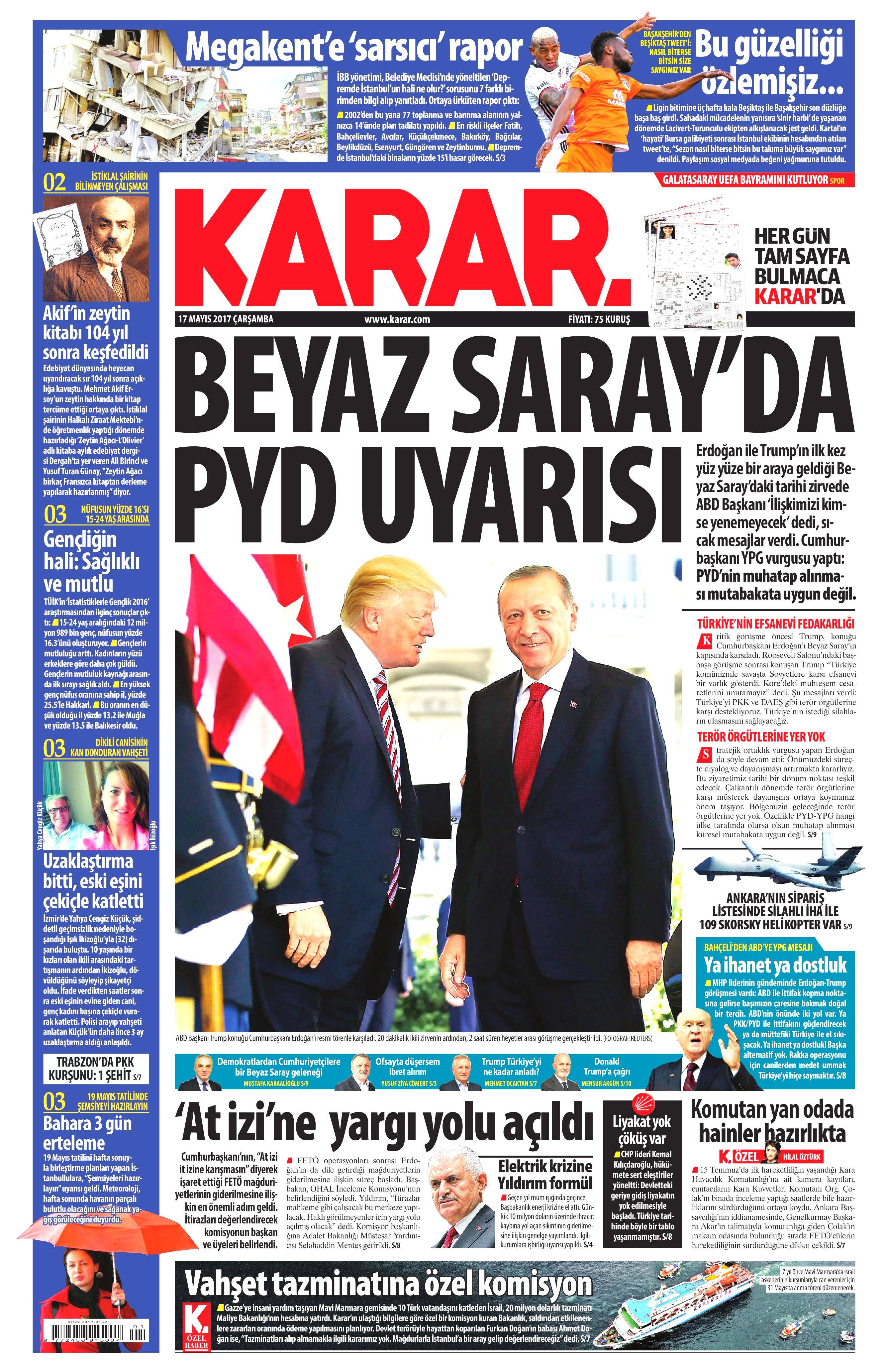 17 Mayıs 2017 Çarşamba gazete manşetleri - 12