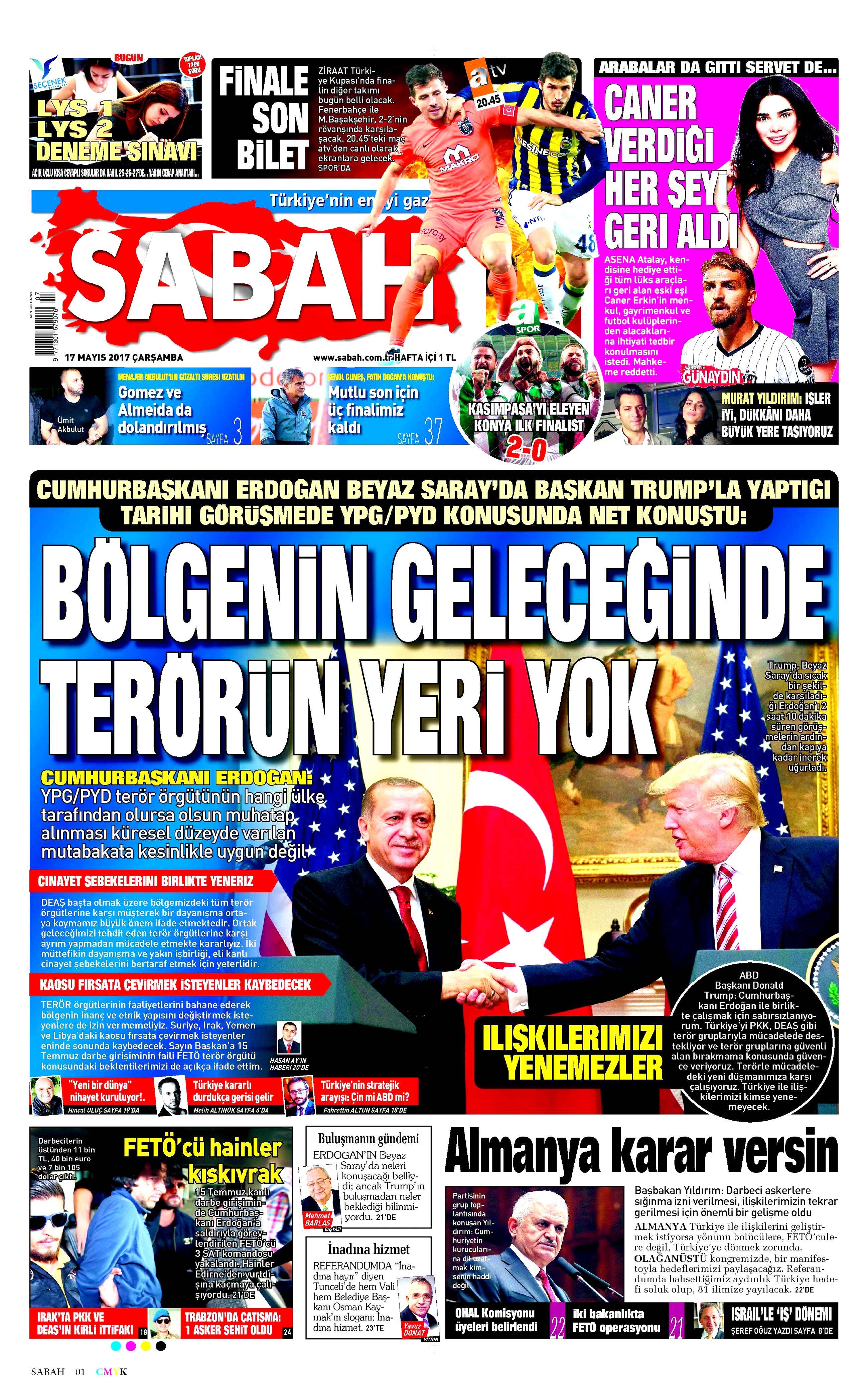 17 Mayıs 2017 Çarşamba gazete manşetleri - 18
