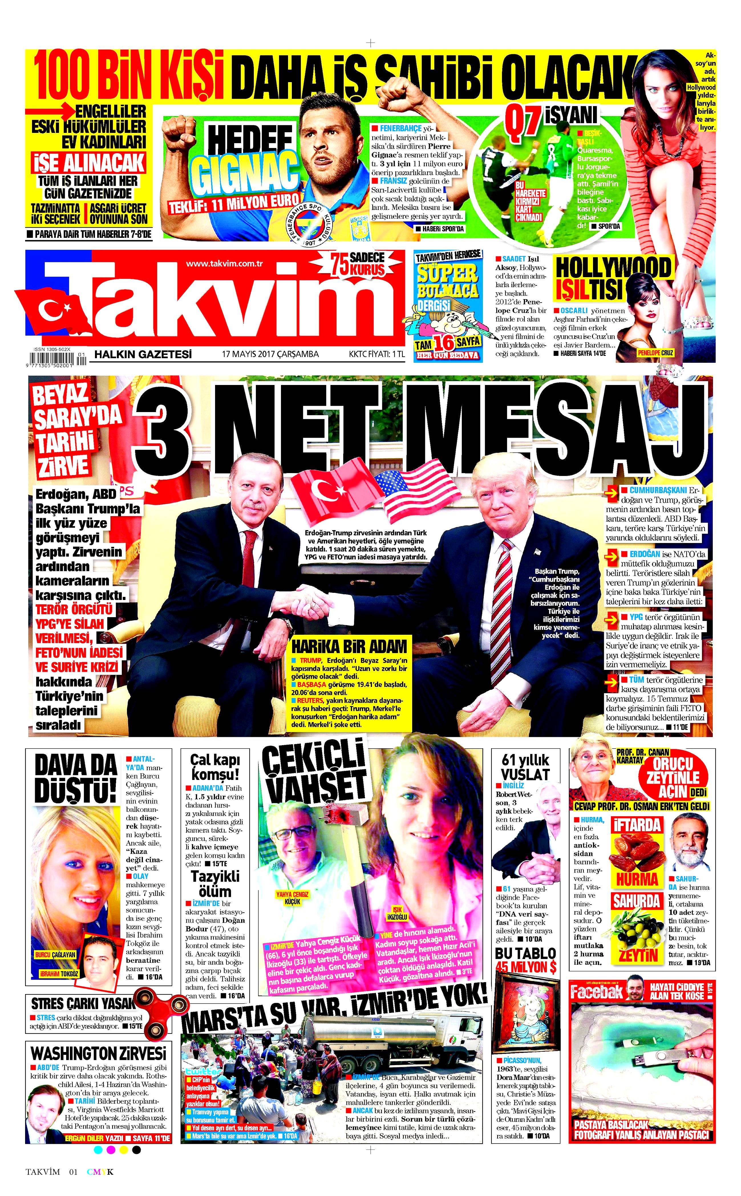 17 Mayıs 2017 Çarşamba gazete manşetleri - 21