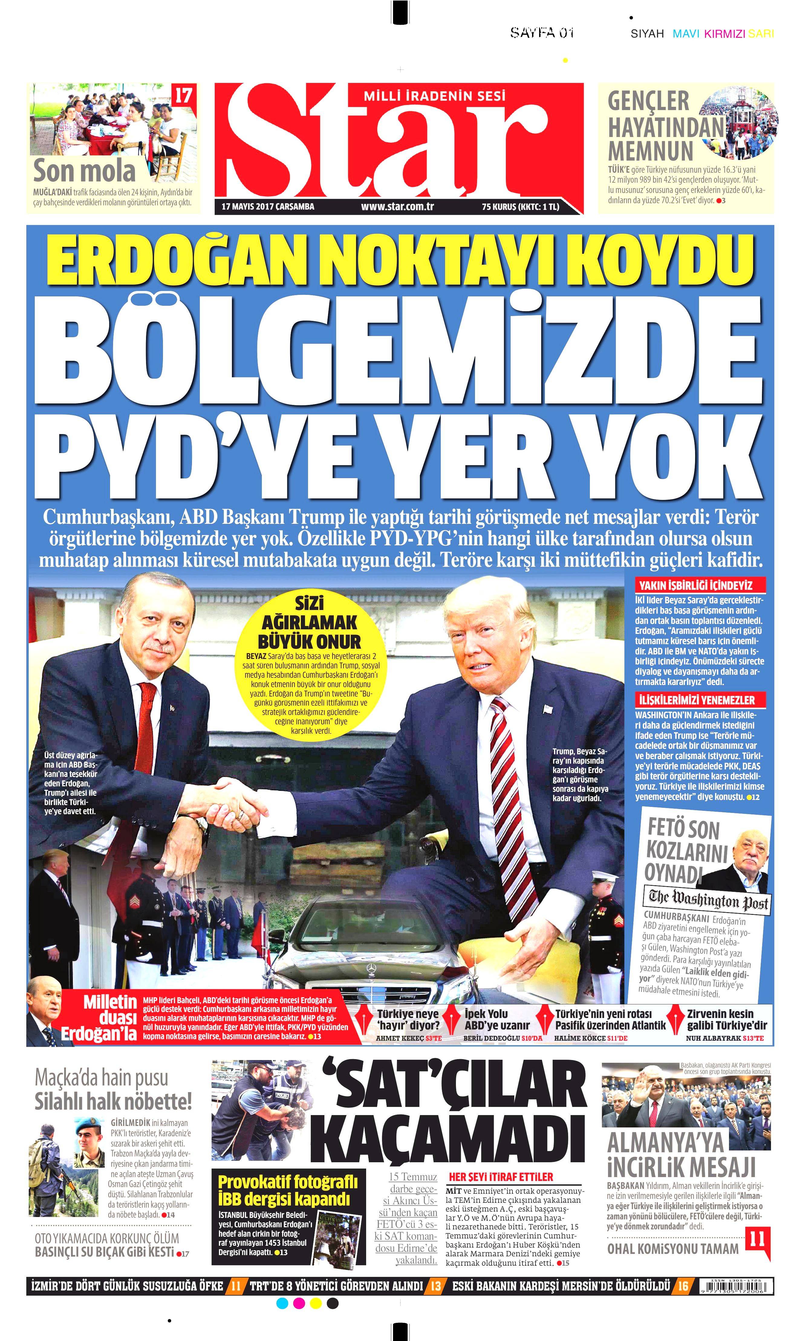 17 Mayıs 2017 Çarşamba gazete manşetleri - 19