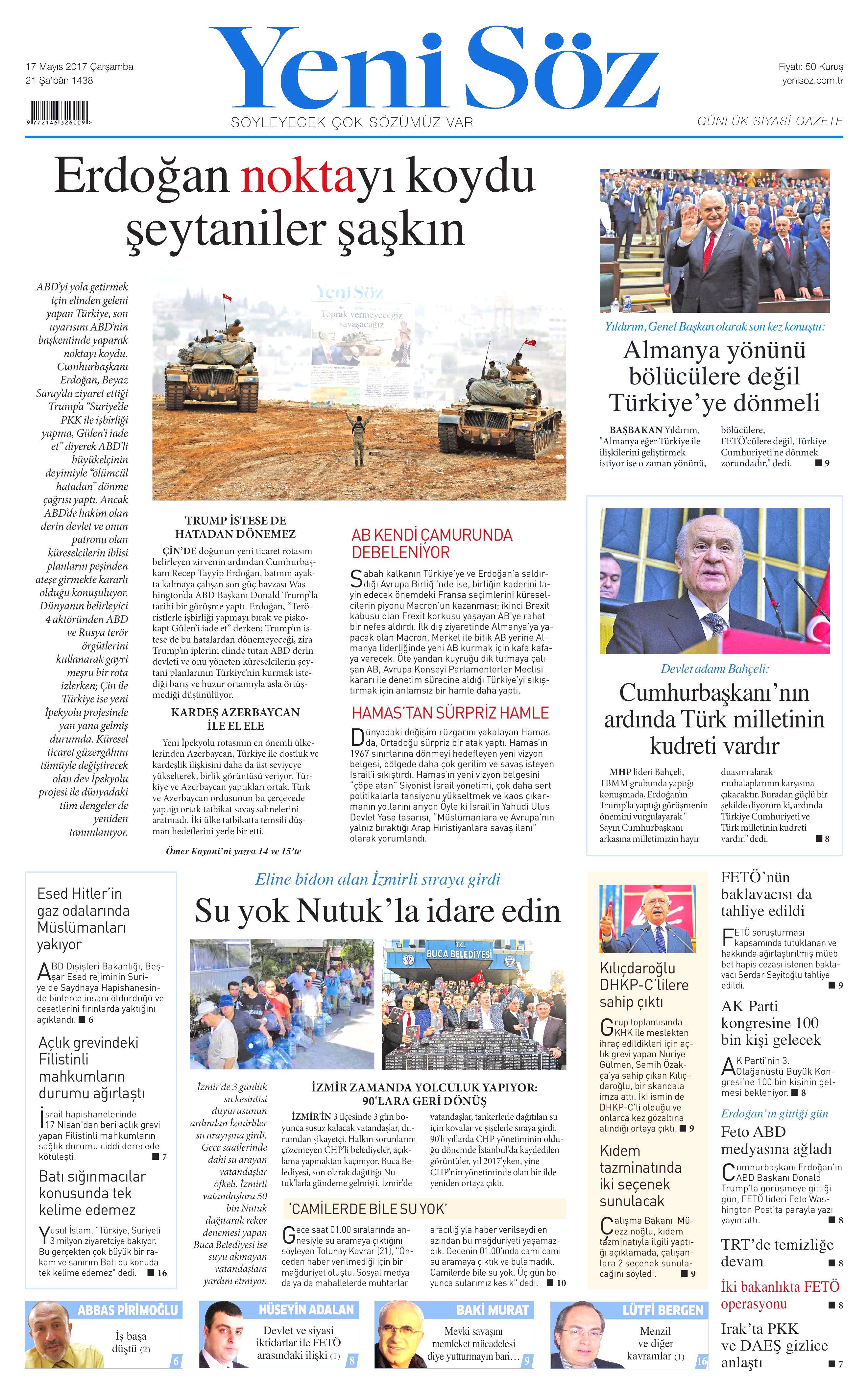 17 Mayıs 2017 Çarşamba gazete manşetleri - 28