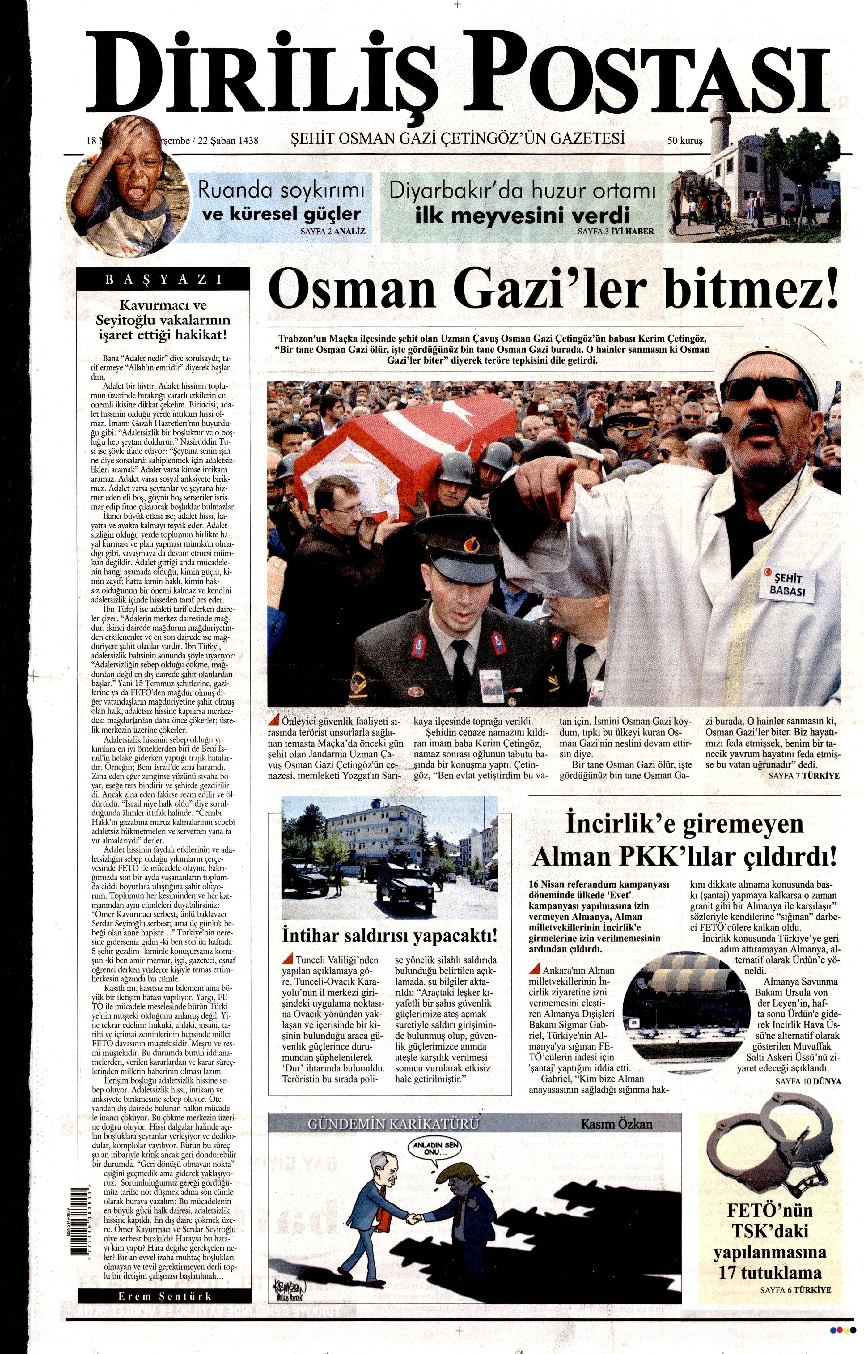 18 Mayıs 2017 Perşembe gazete manşetleri - 5