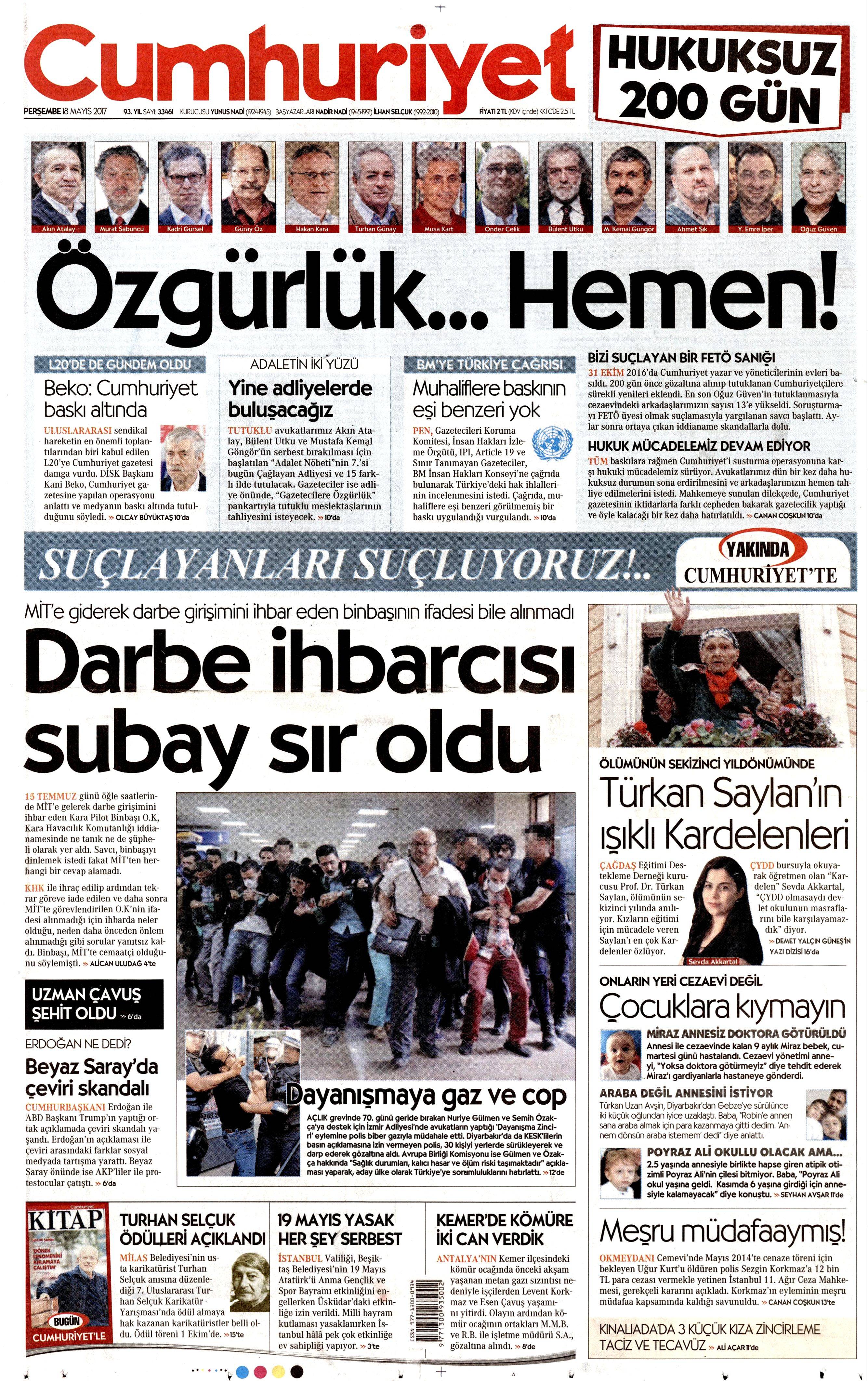 18 Mayıs 2017 Perşembe gazete manşetleri - 4