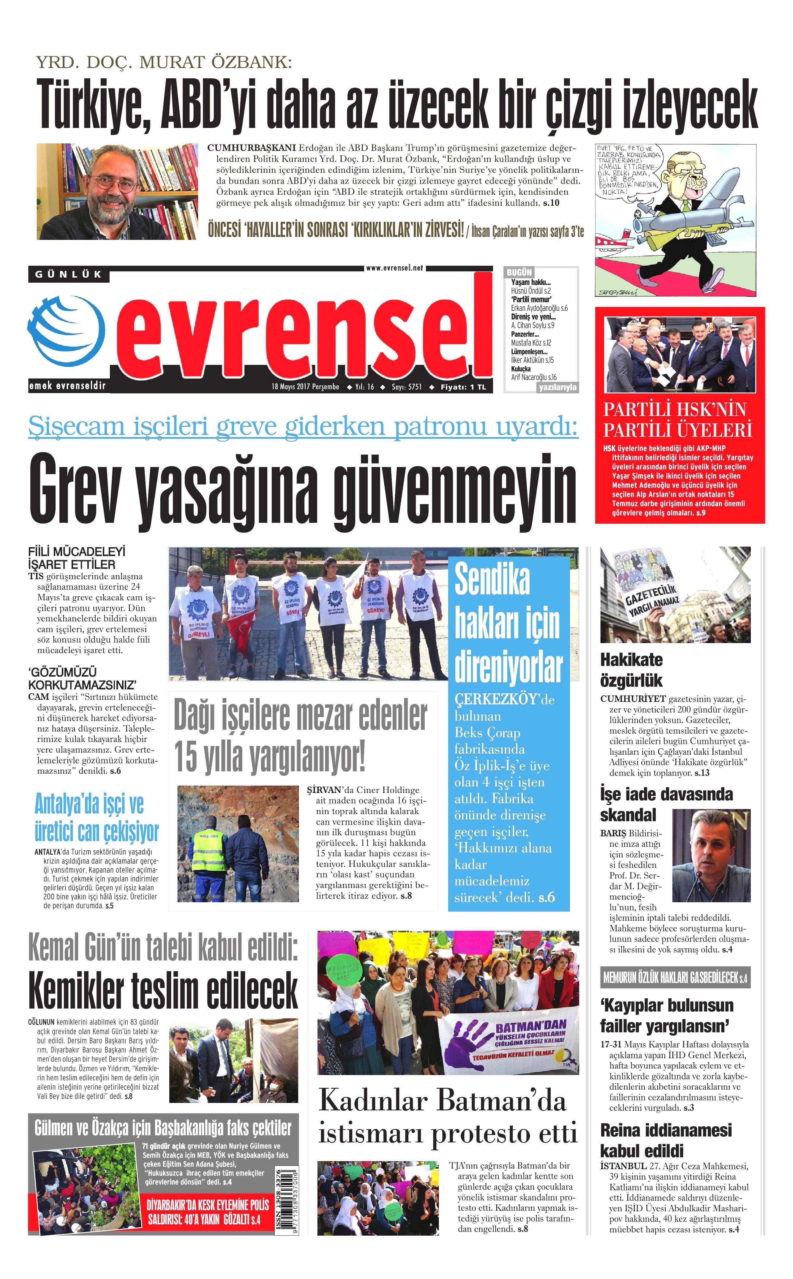 18 Mayıs 2017 Perşembe gazete manşetleri - 6