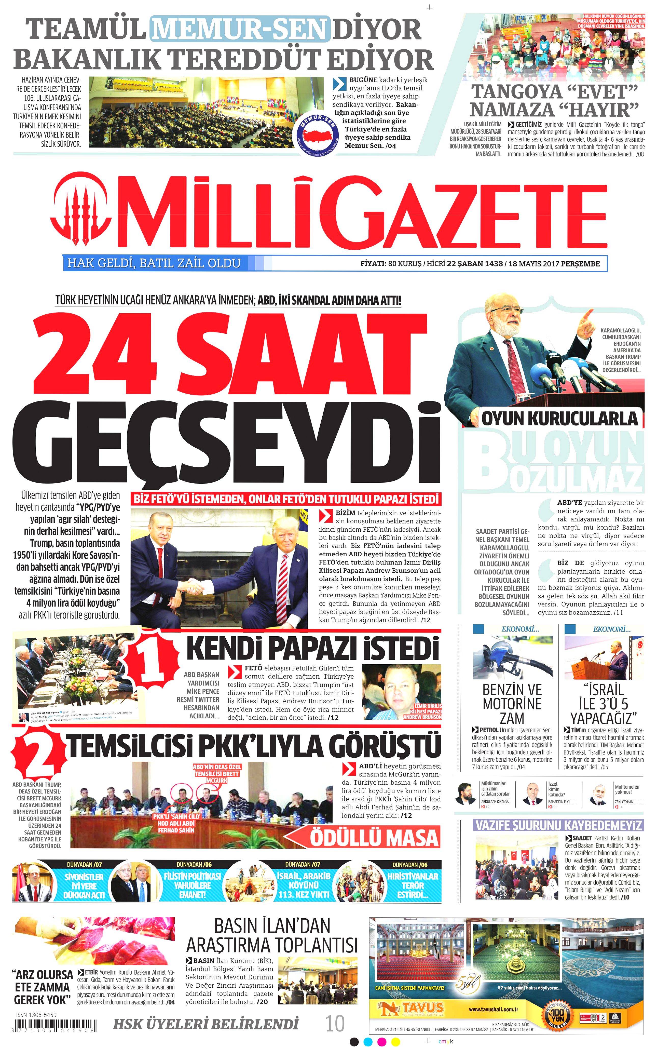 18 Mayıs 2017 Perşembe gazete manşetleri - 13