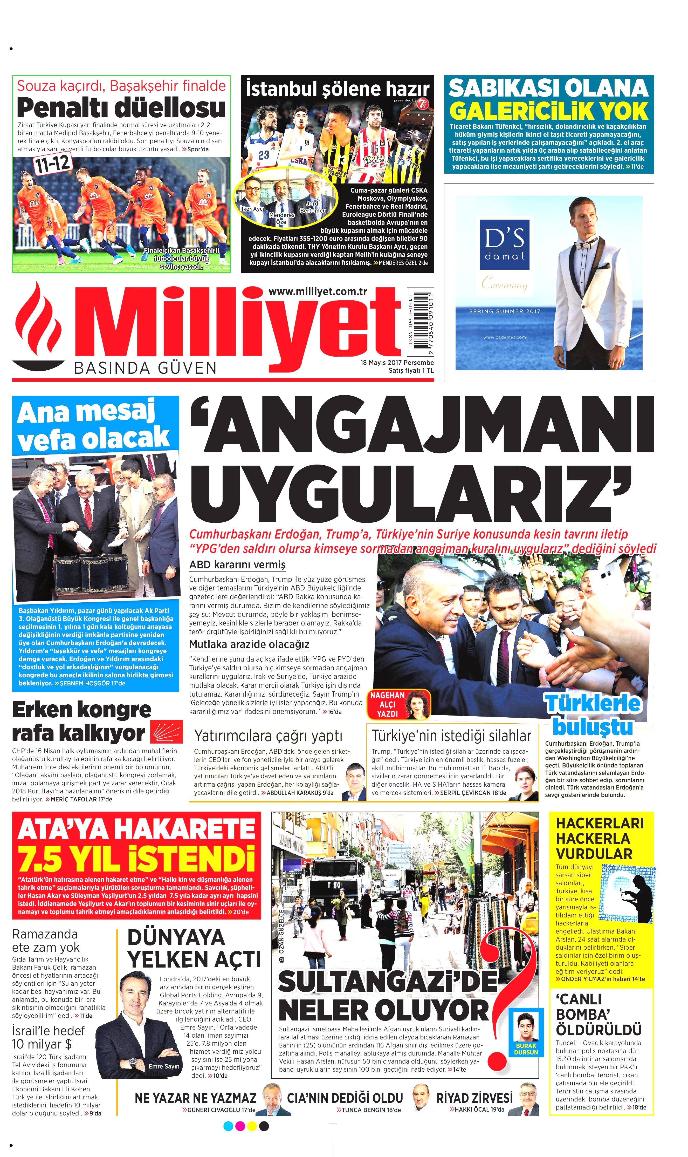 18 Mayıs 2017 Perşembe gazete manşetleri - 14